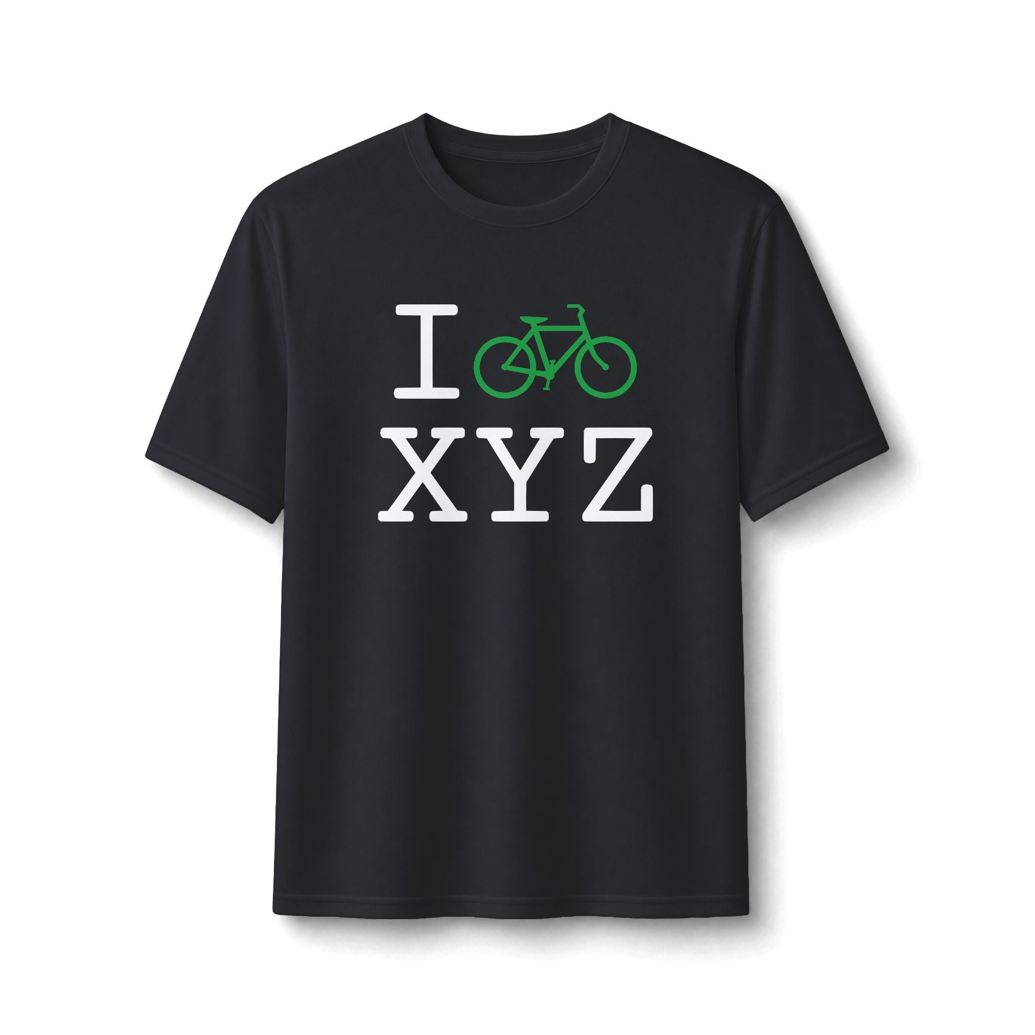 "I Bike ___" athletic T, green bike