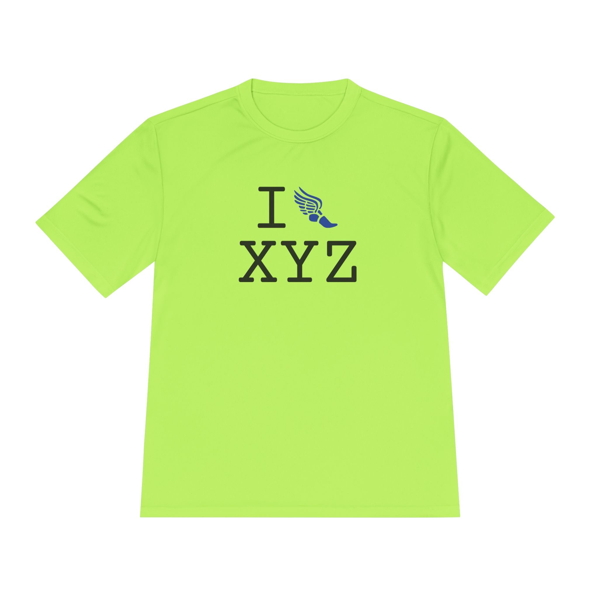 I Run athletic T, blue logo