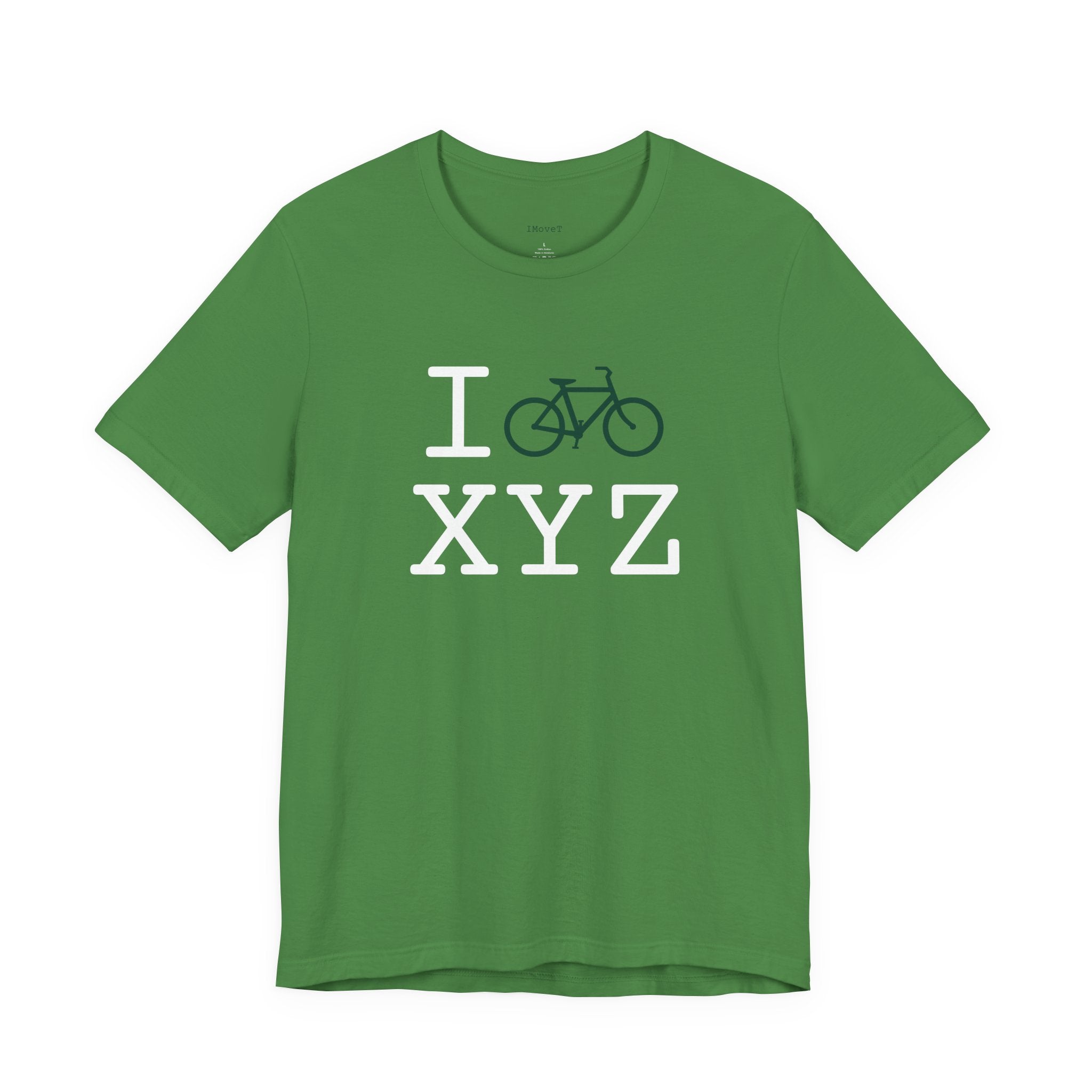 I Bike ___ unisex T, dark green bike