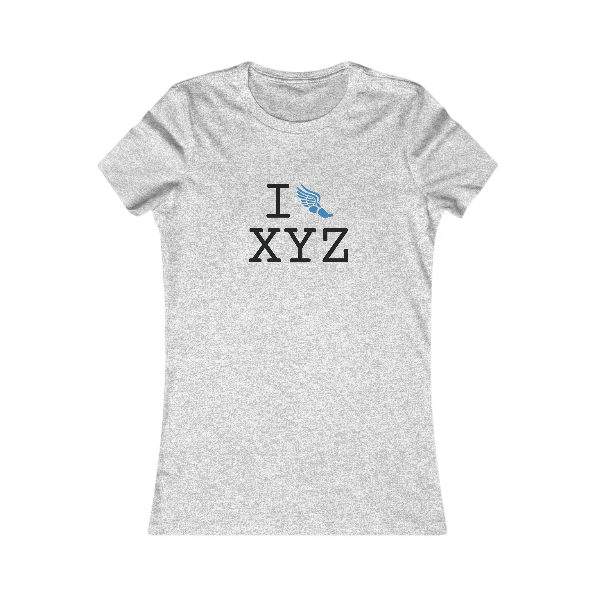 I Run ___ women's T, light blue logo