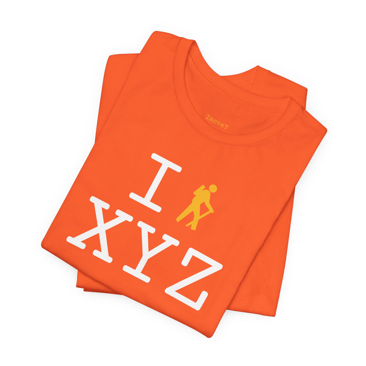 I Hike unisex T, yellow hiker