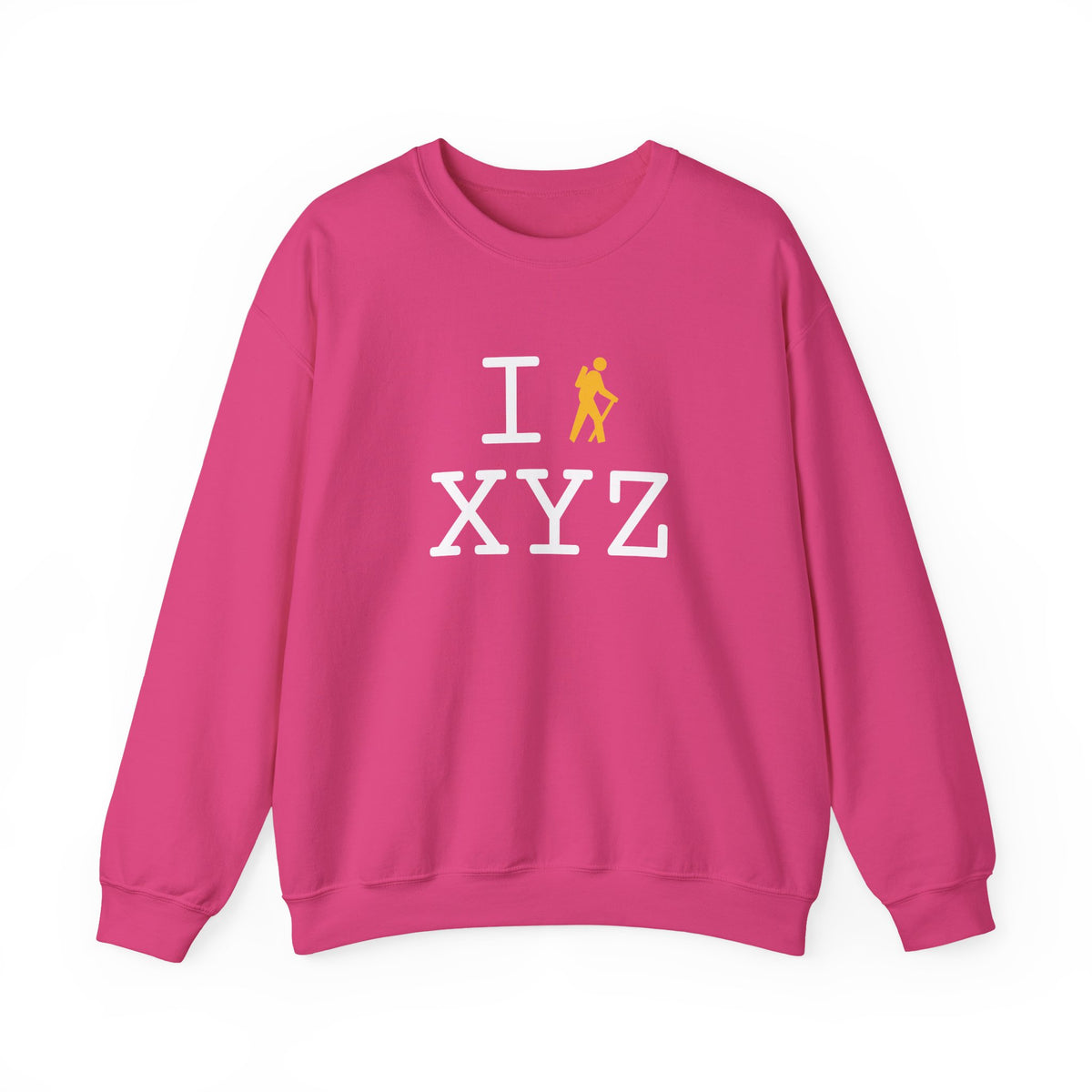 I Hike sweatshirt, yellow hiker