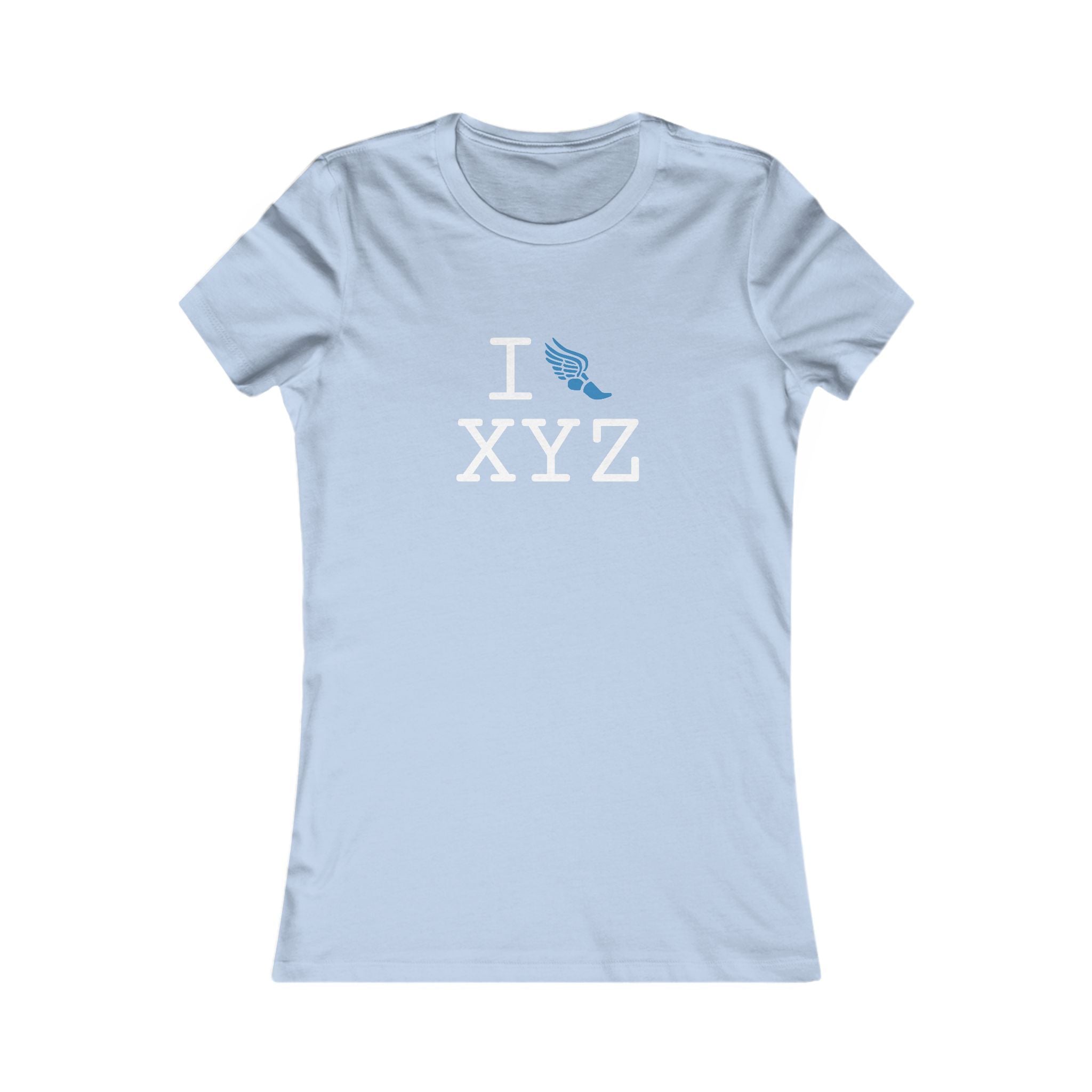 I Run ___ women's T, light blue logo