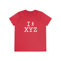 I Hike women's athletic T, pink hiker