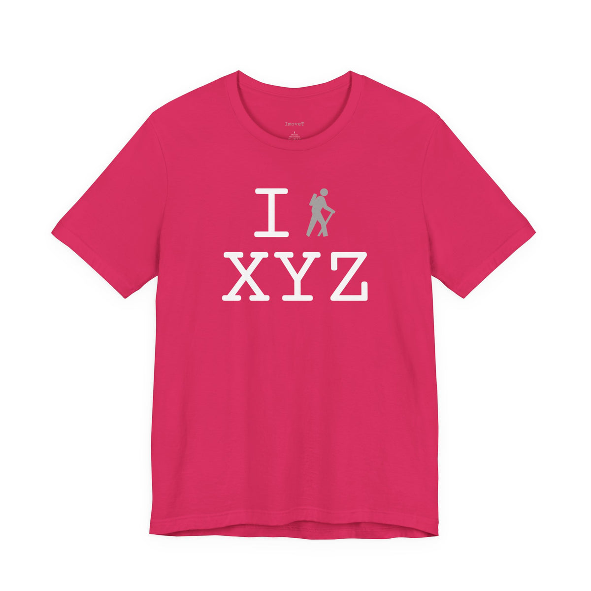 I Hike unisex T, grey hiker