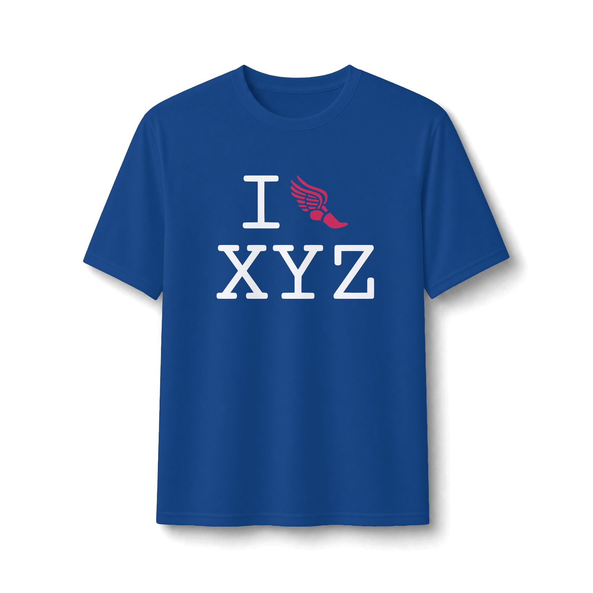 I Run ___ athletic T, hot pink logo