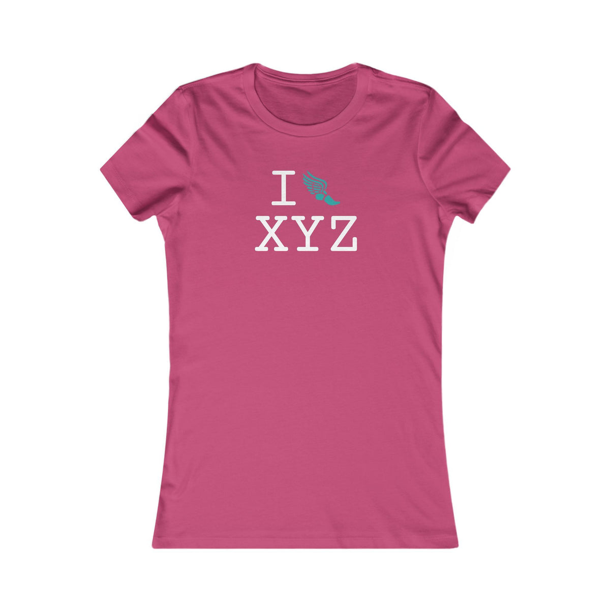 I Run women's T, teal logo