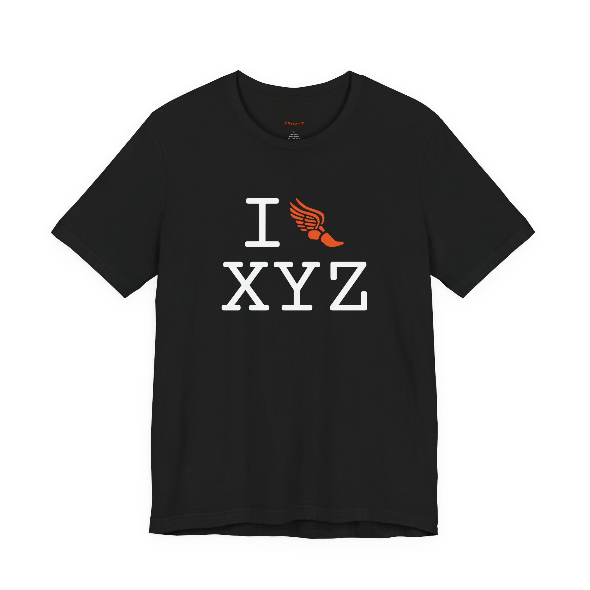 I Run ___ unisex T, orange logo