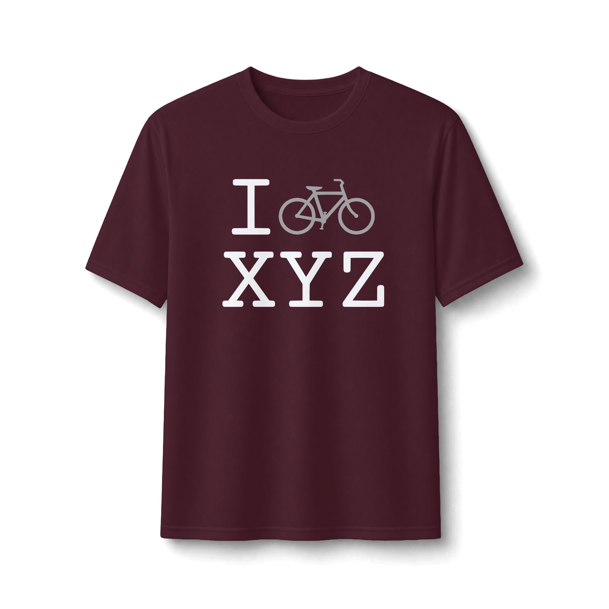 "I Bike ___" athletic T, grey bike