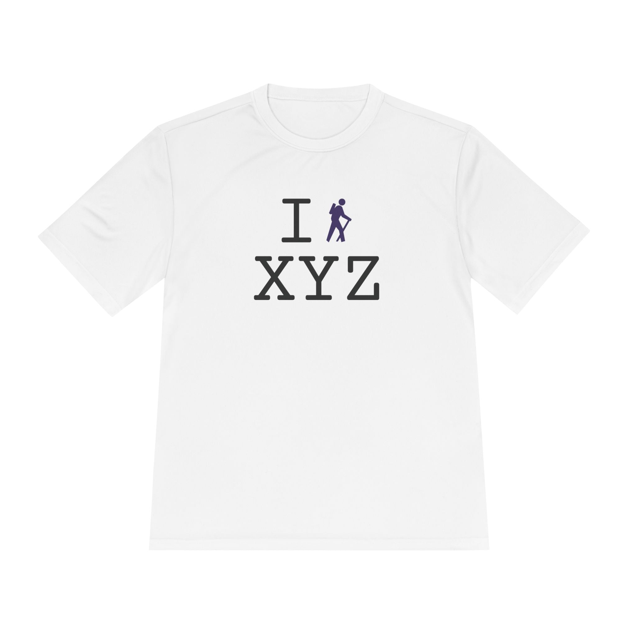 I Hike athletic T, purple hiker