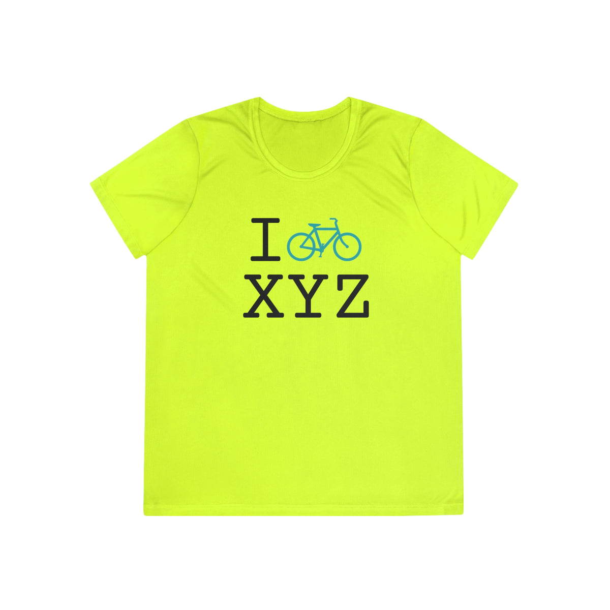 I Bike women's athletic T, teal bike