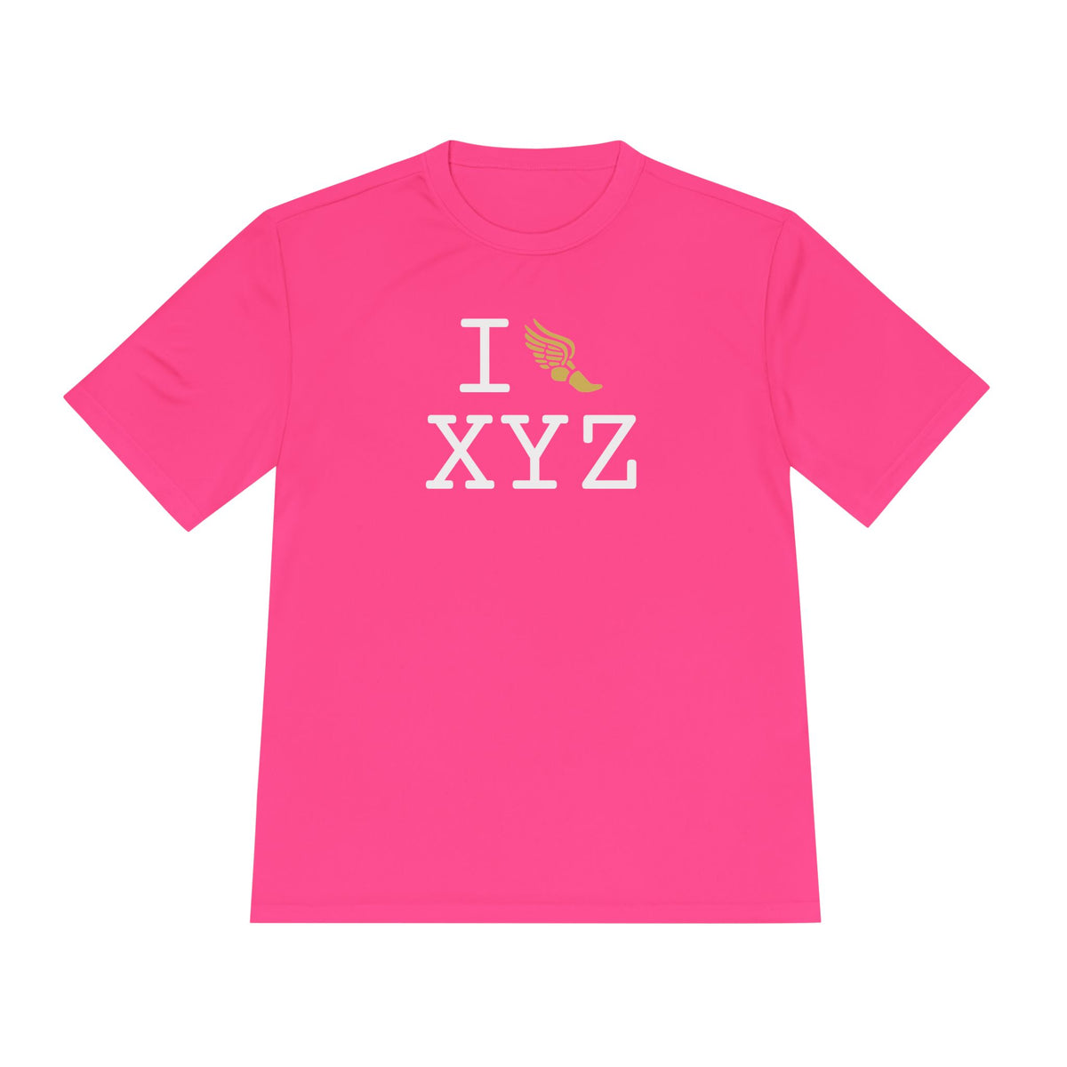 I Run athletic T, gold logo