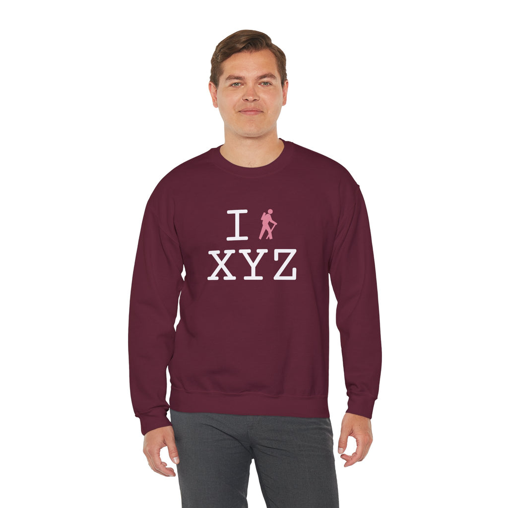 I Hike sweatshirt, pink hiker