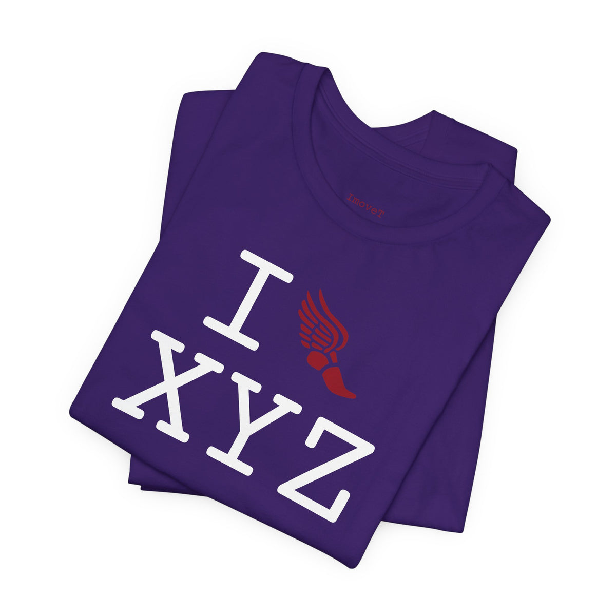 I Run unisex T, crimson logo