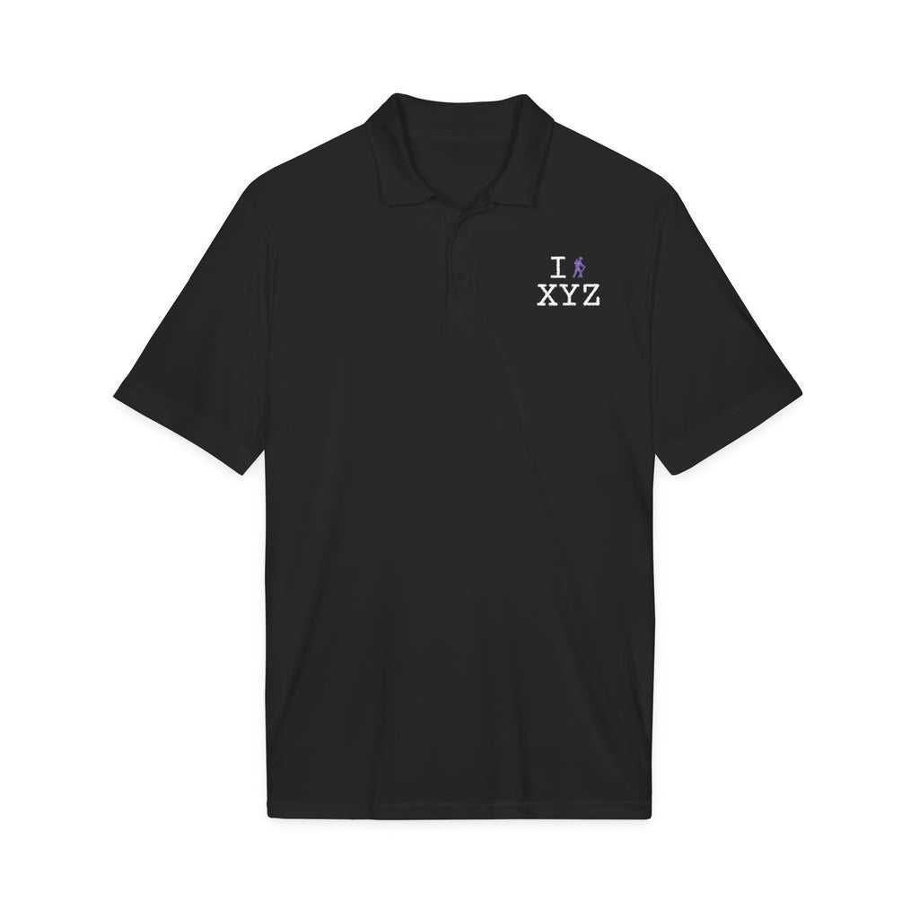 I Hike polo, purple hiker