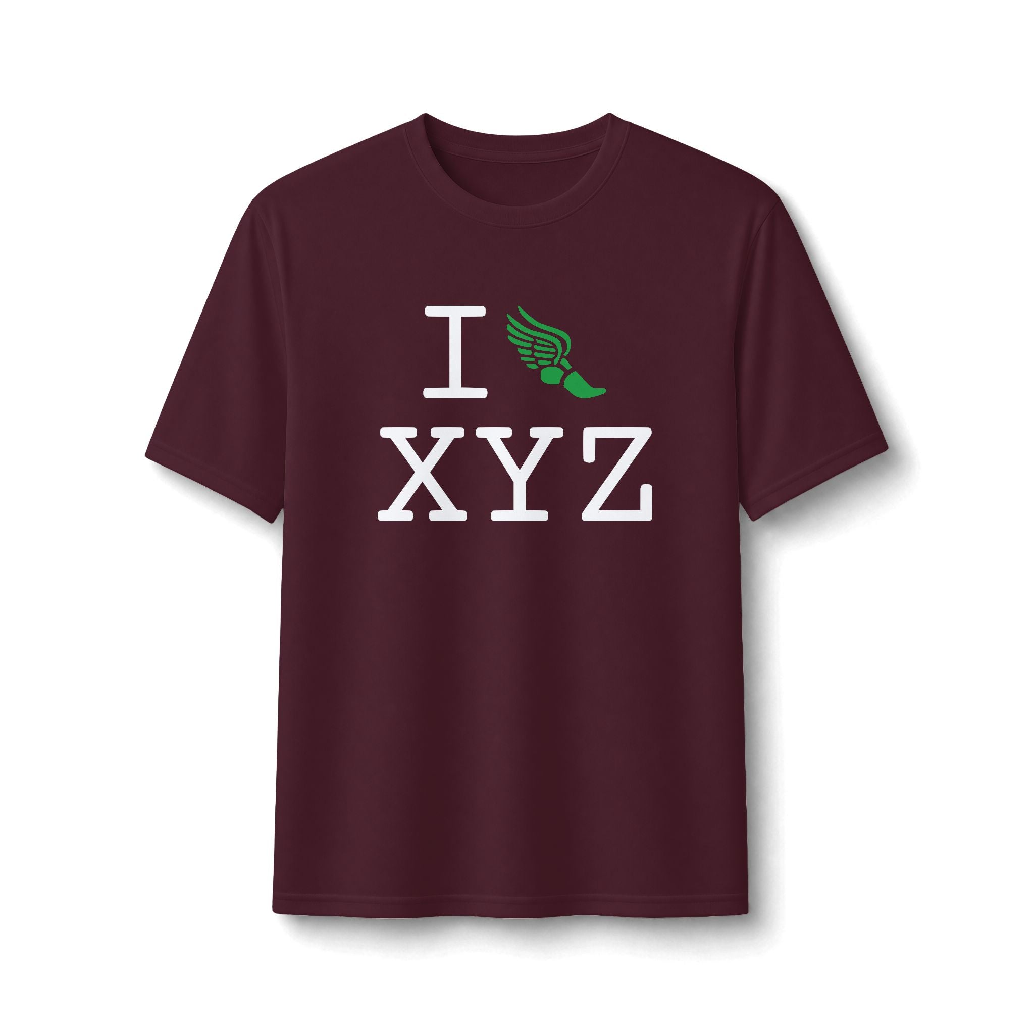 I Run ___ athletic T, green logo