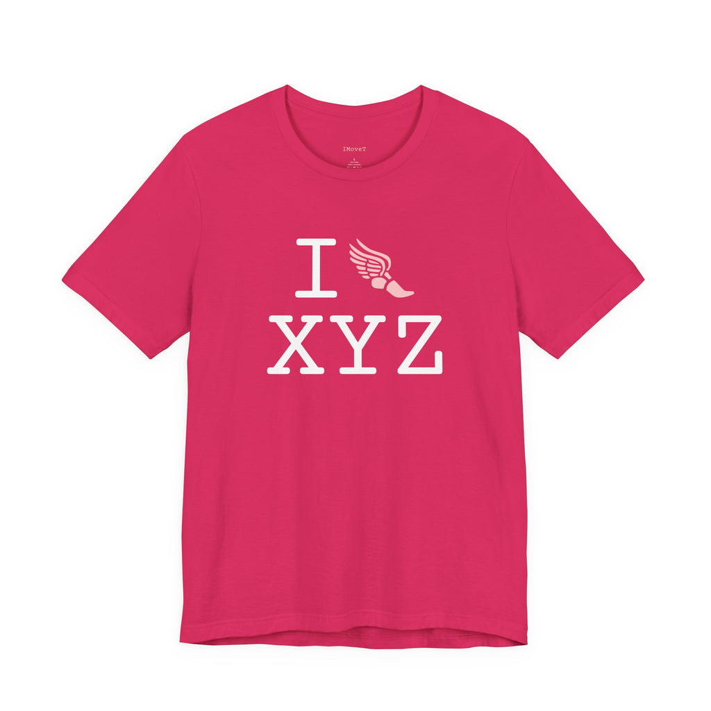 I Run ___ unisex T, pink logo