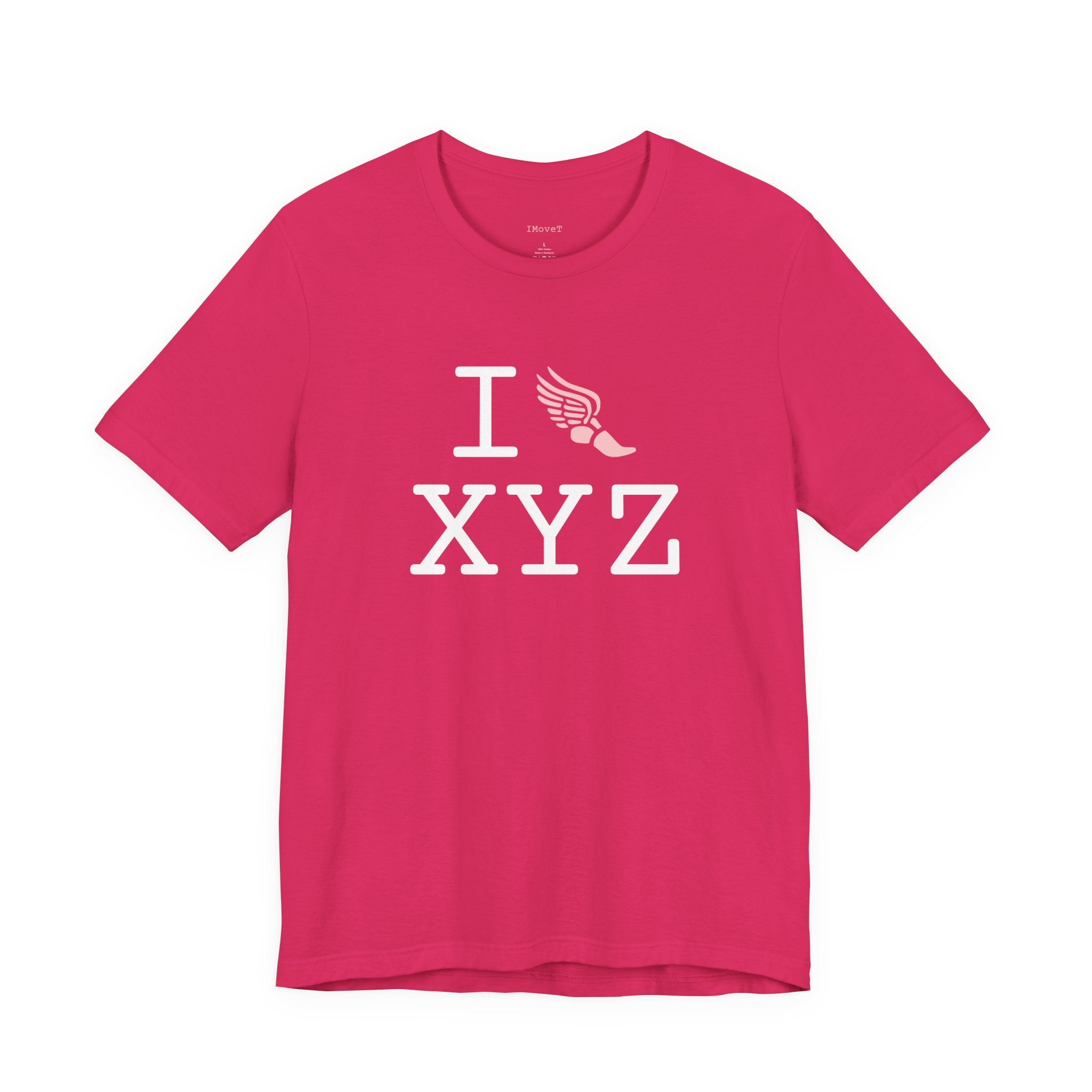 I Run ___ unisex T, pink logo