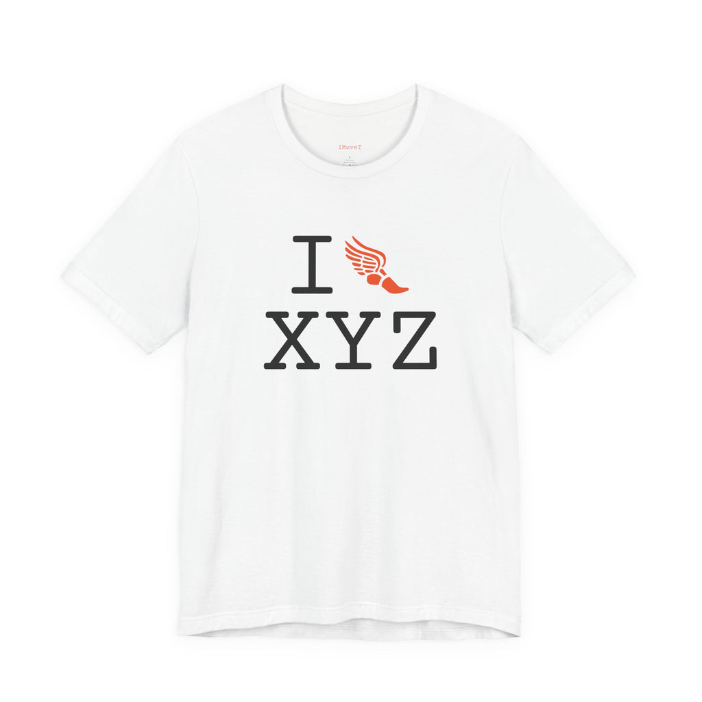 I Run ___ unisex T, orange logo
