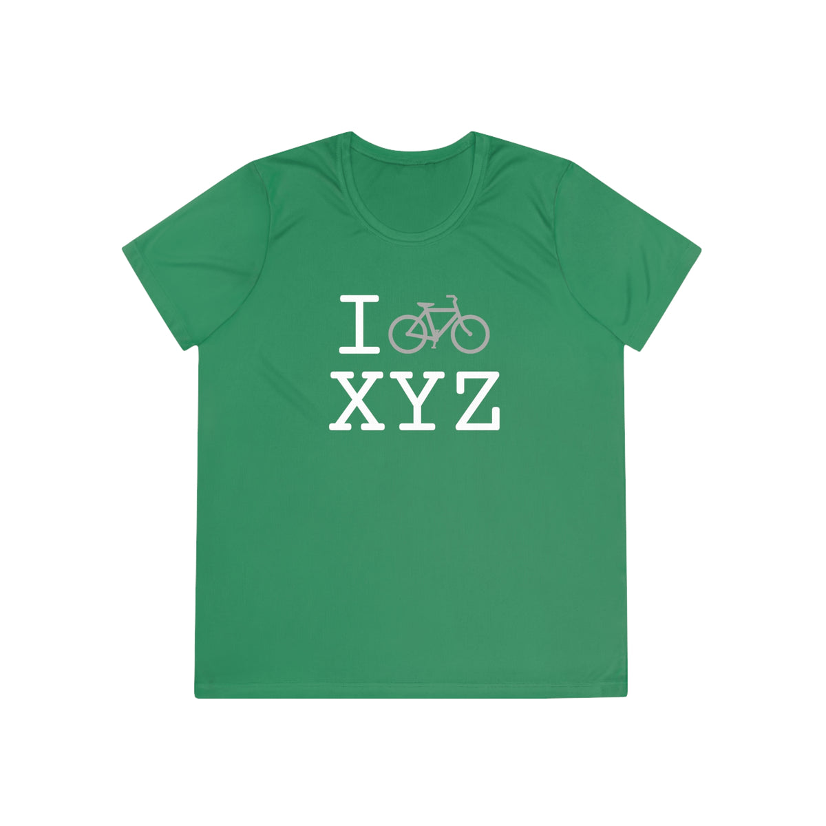 I Bike women's athletic T, grey bike