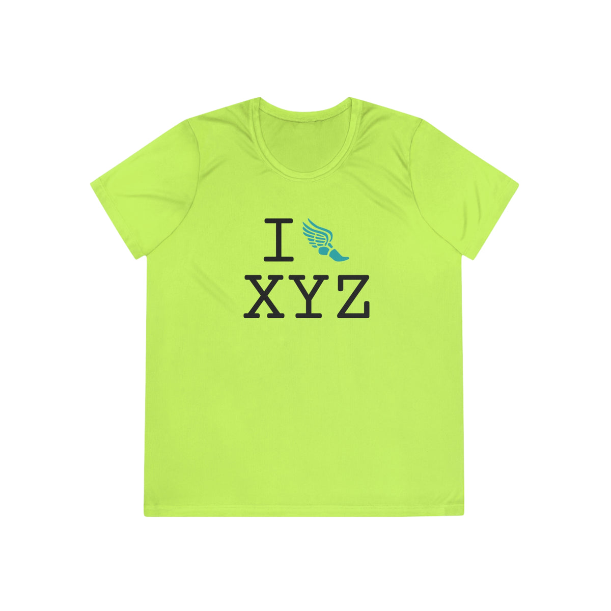 I Run women's athletic T, teal logo