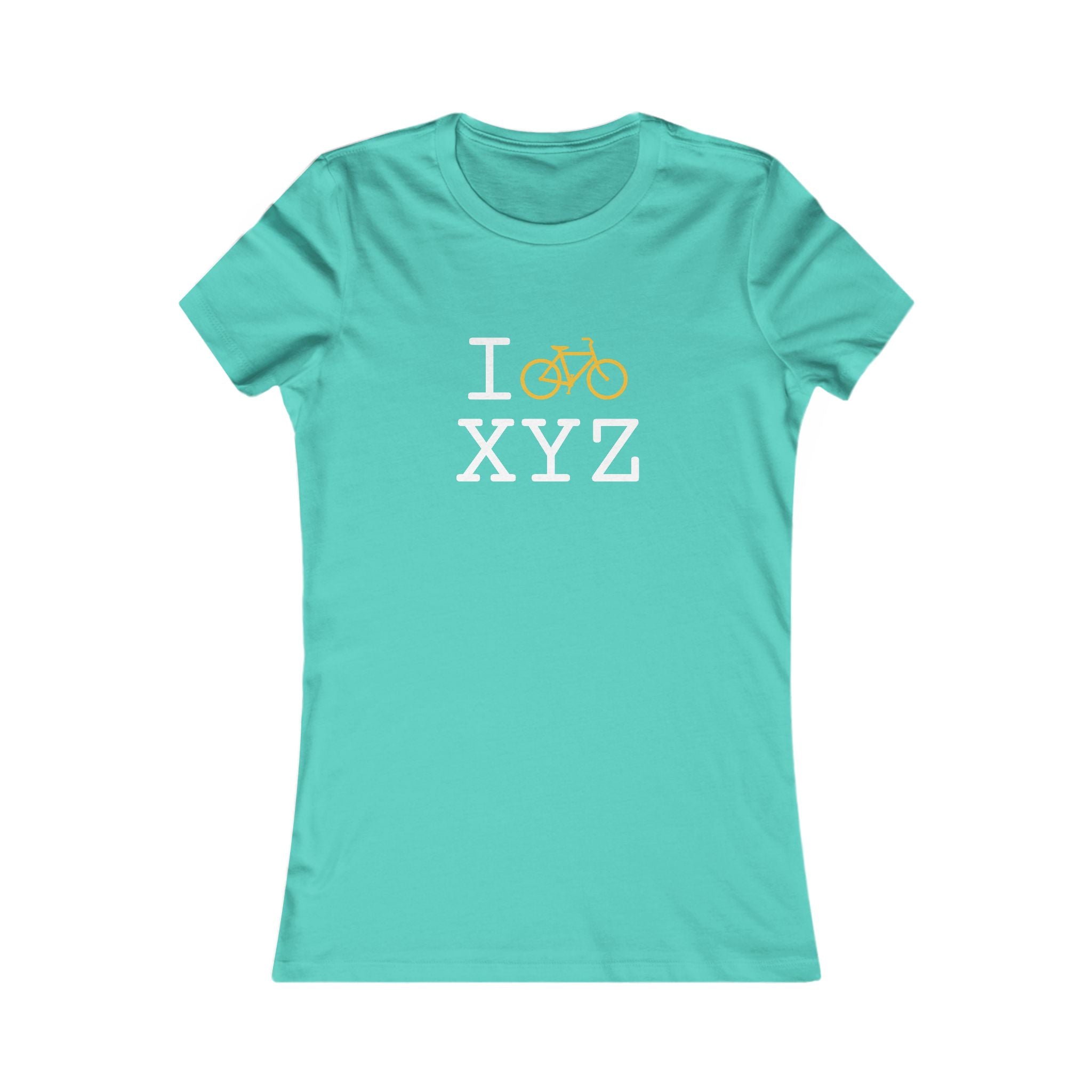 "I Bike ___" women's T, yellow bike