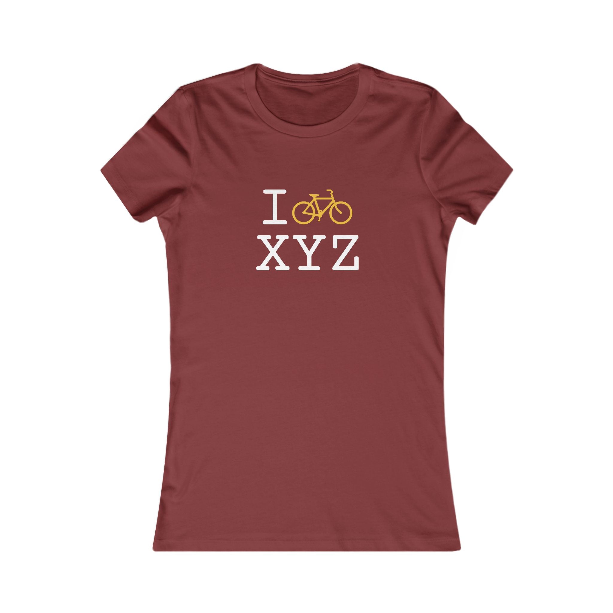 "I Bike ___" women's T, yellow bike