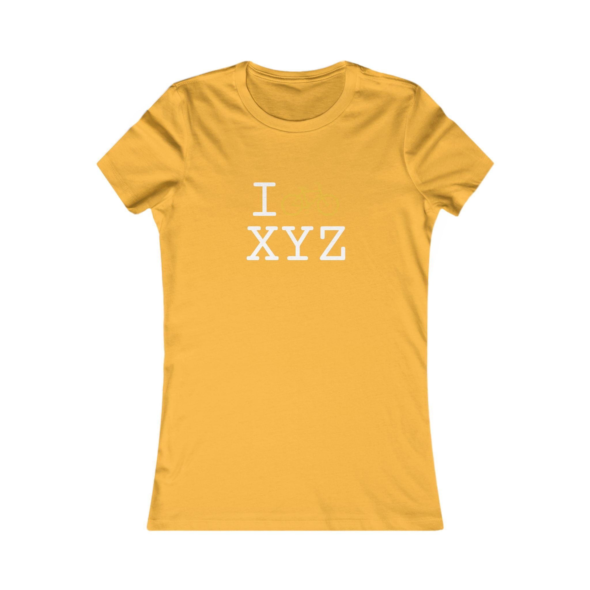 "I Bike ___" women's T, yellow bike