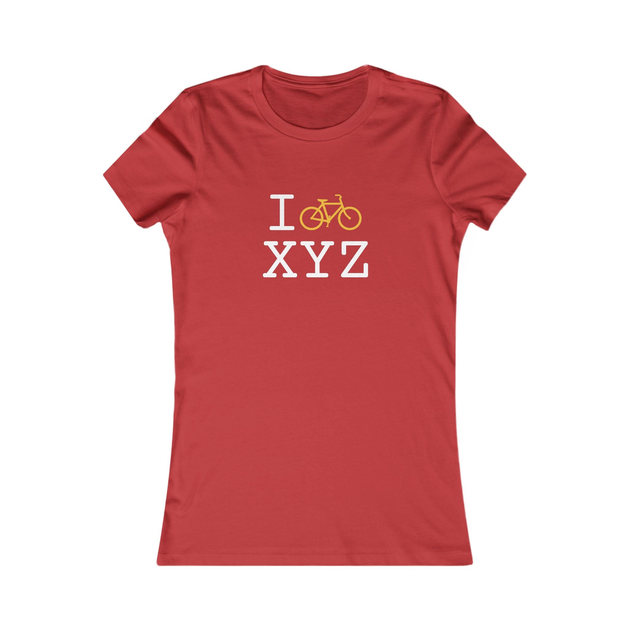"I Bike ___" women's T, yellow bike