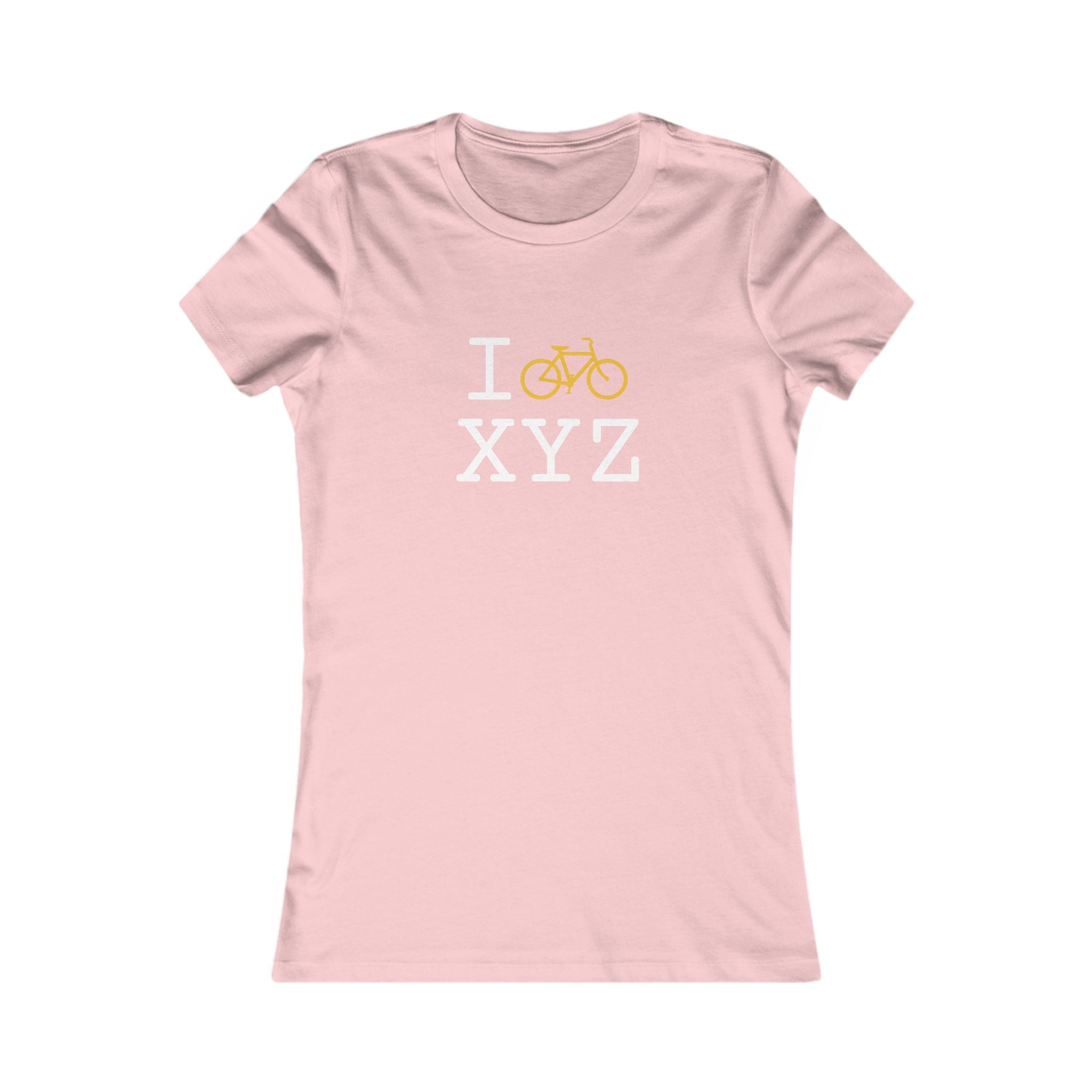 "I Bike ___" women's T, yellow bike