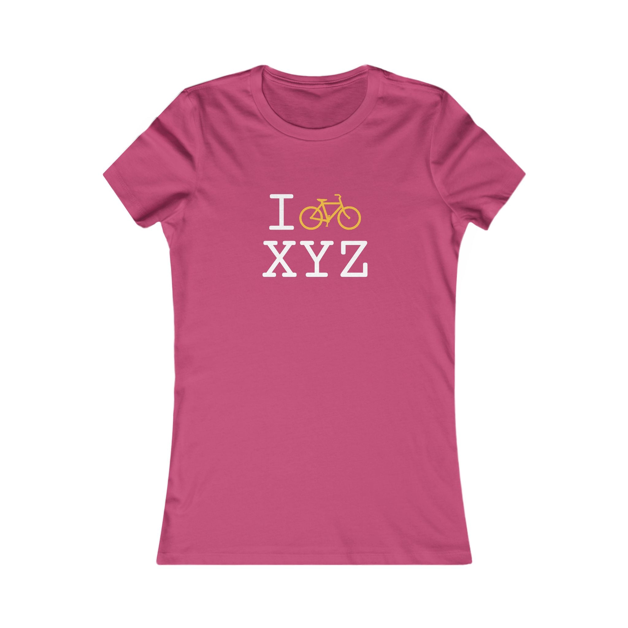 "I Bike ___" women's T, yellow bike