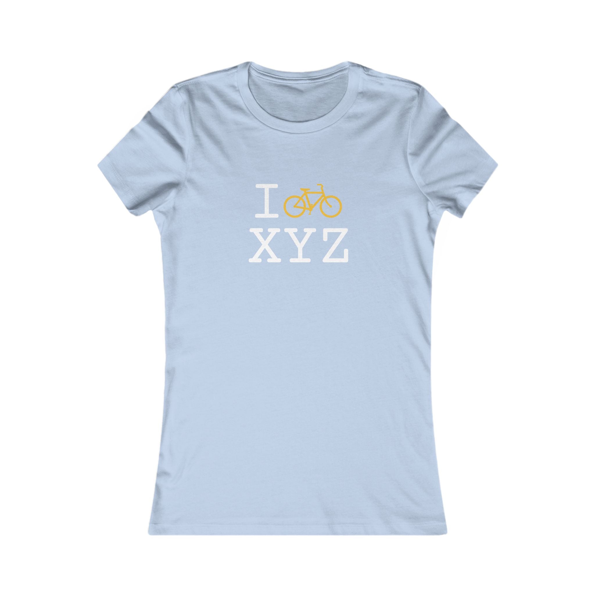 "I Bike ___" women's T, yellow bike