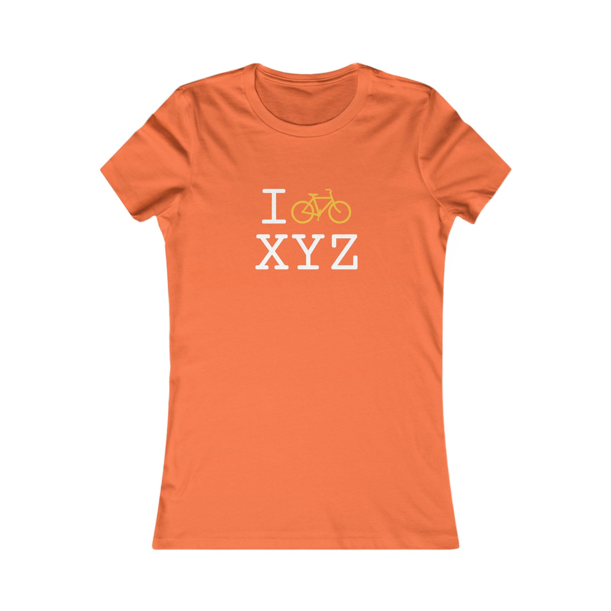 "I Bike ___" women's T, yellow bike