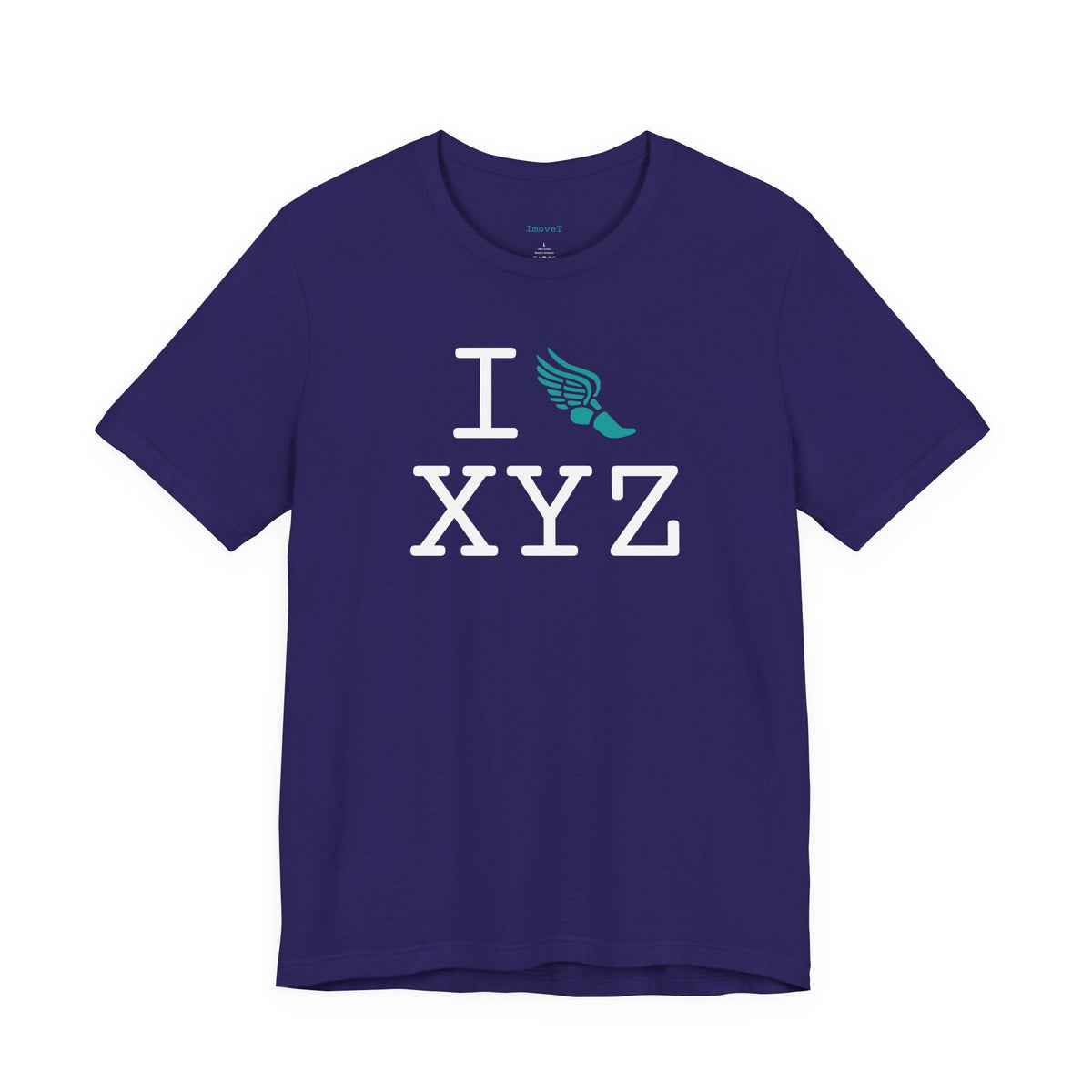 I Run unisex T, teal logo