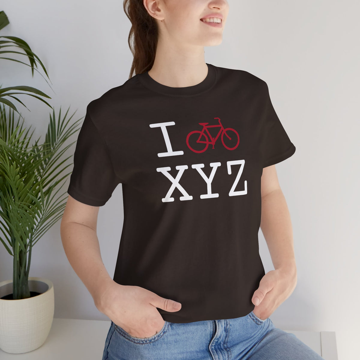 I Bike unisex T, crimson bike