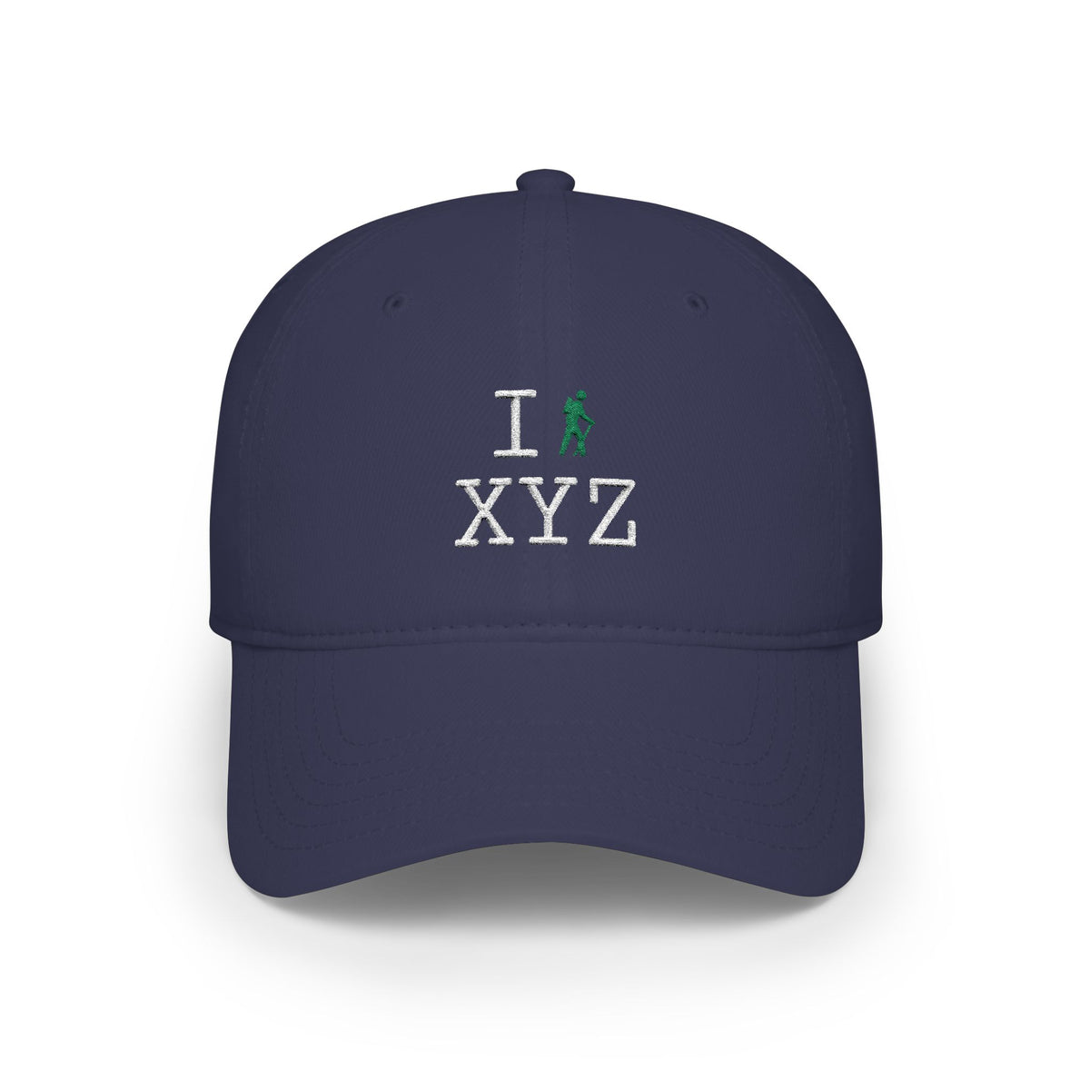 I Hike baseball cap, green hiker