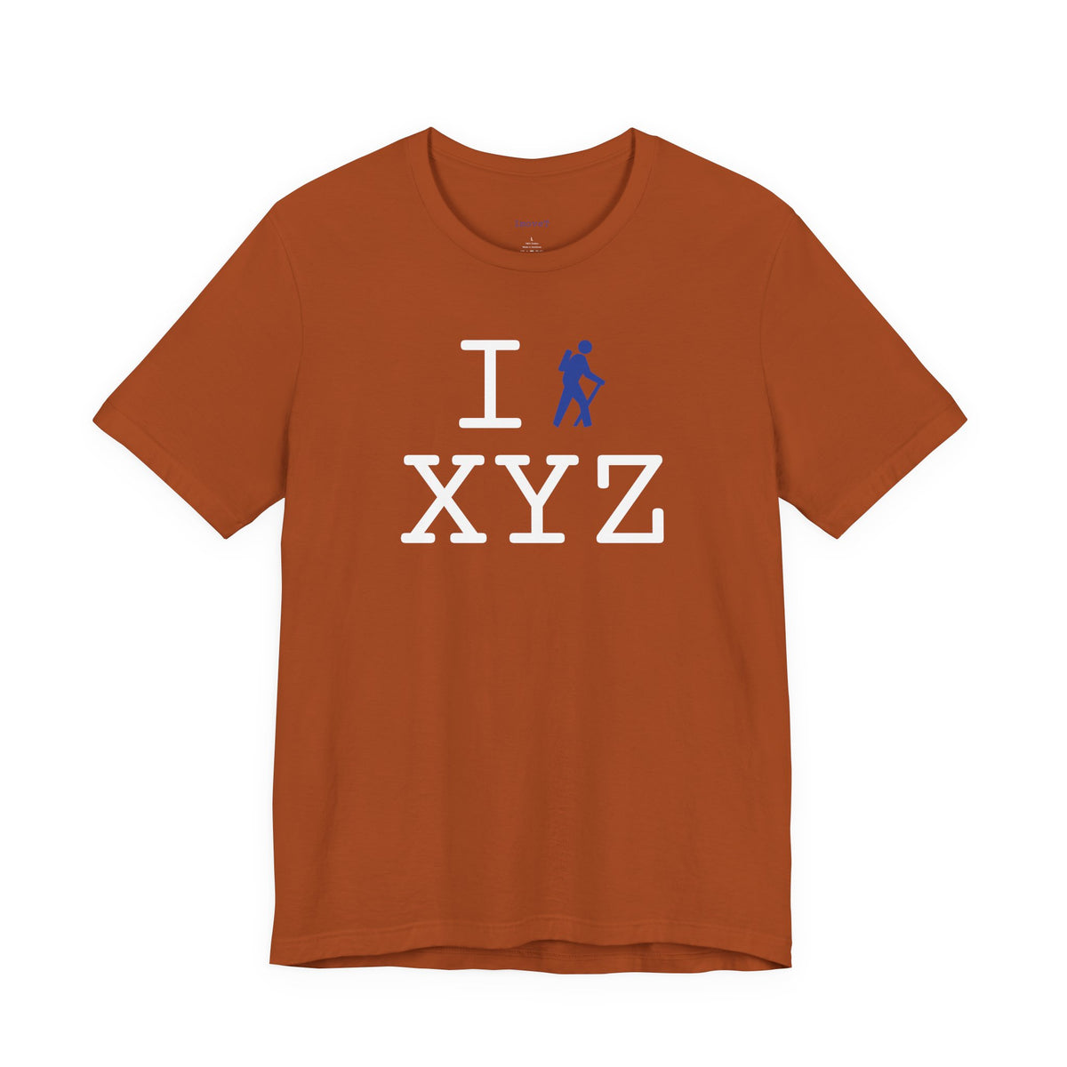 I Hike unisex T, blue hiker