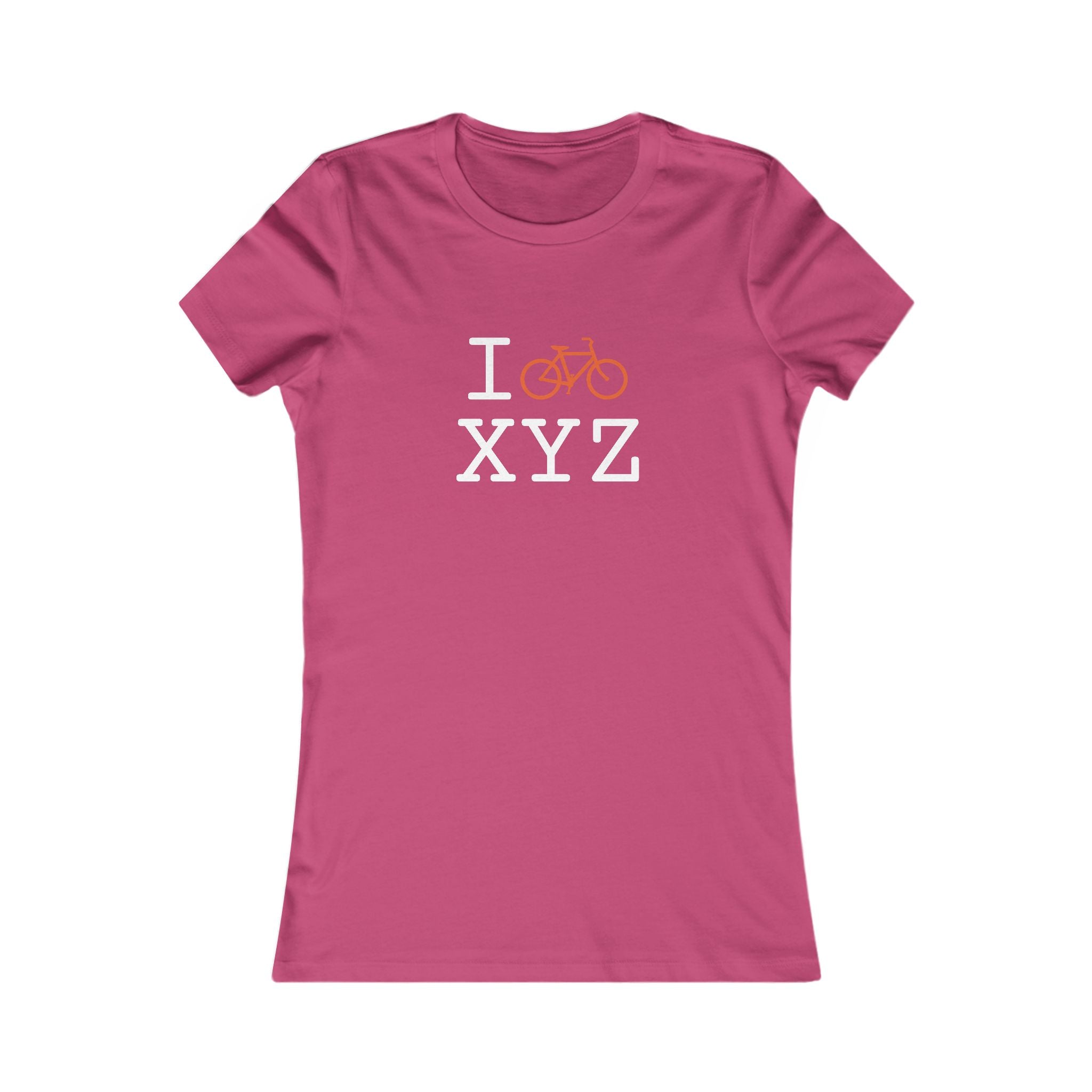 "I Bike ___" women's T, orange bike