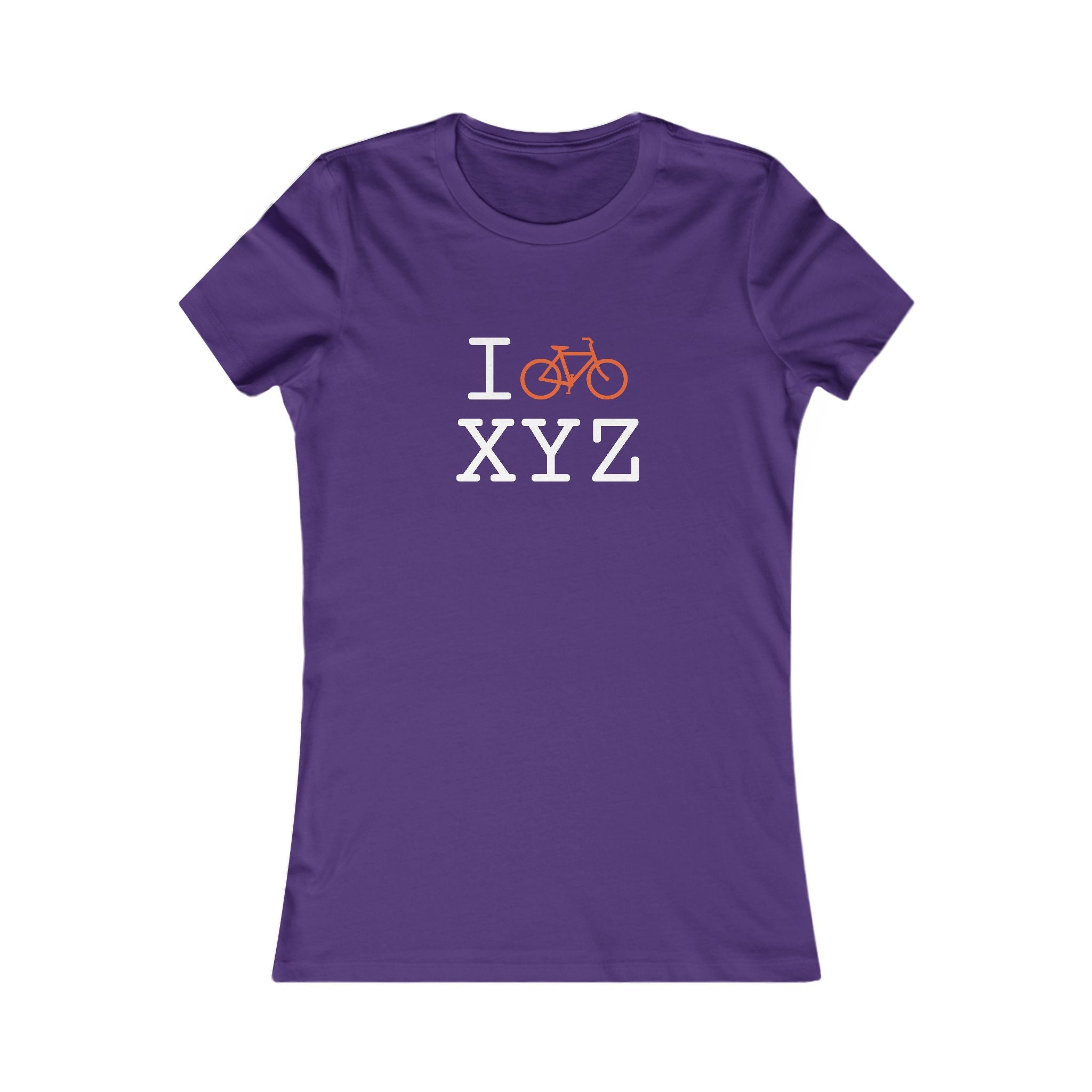 "I Bike ___" women's T, orange bike