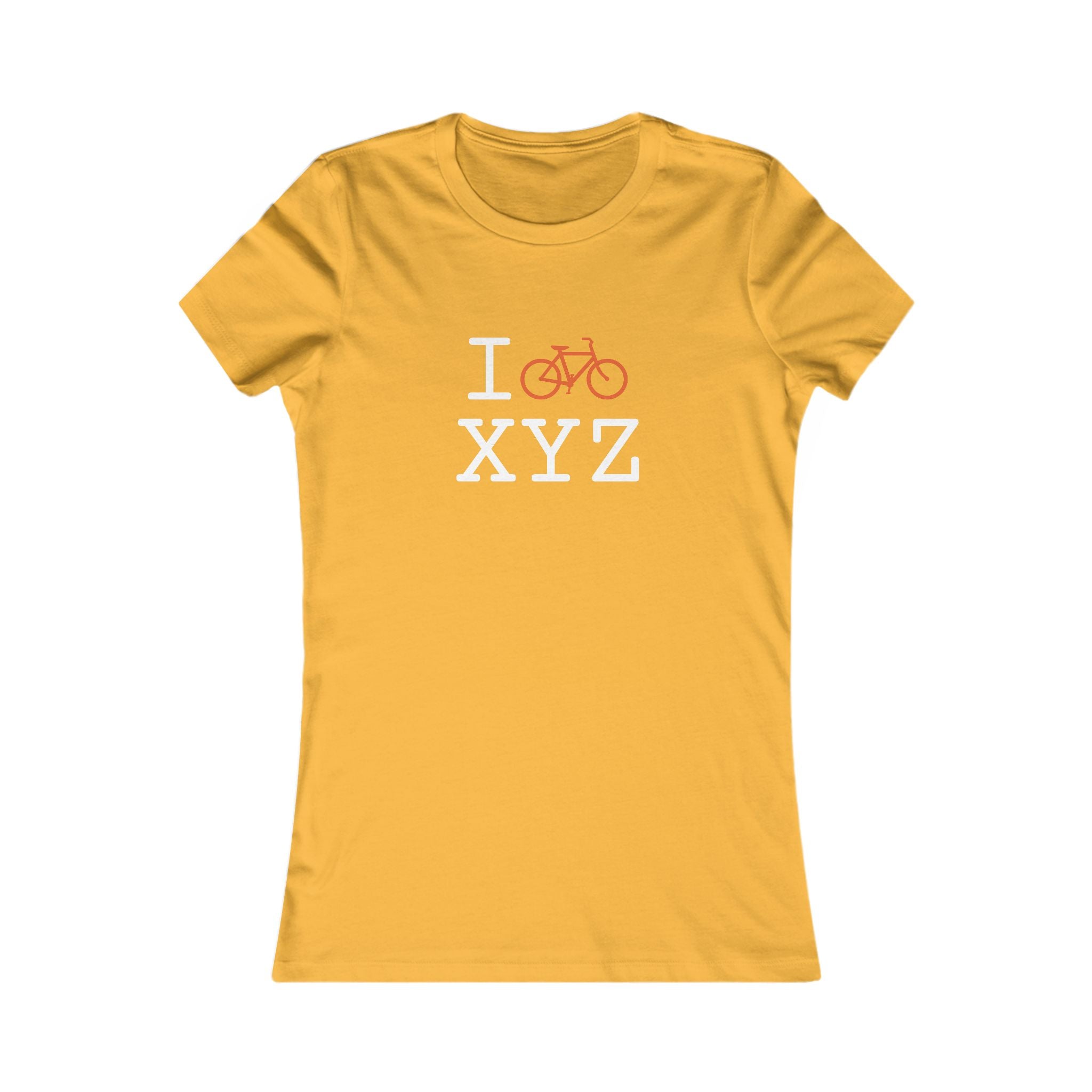 "I Bike ___" women's T, orange bike