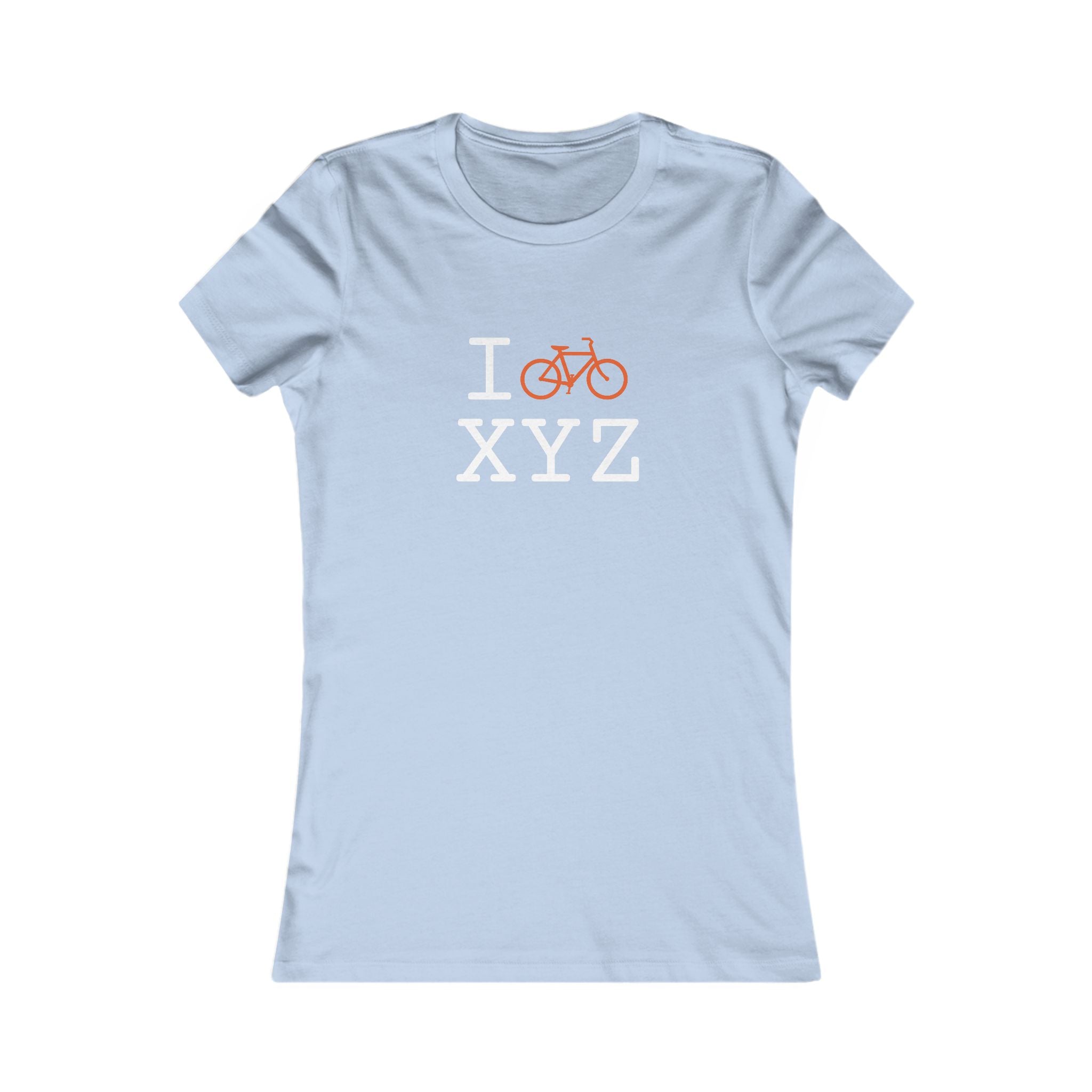 "I Bike ___" women's T, orange bike