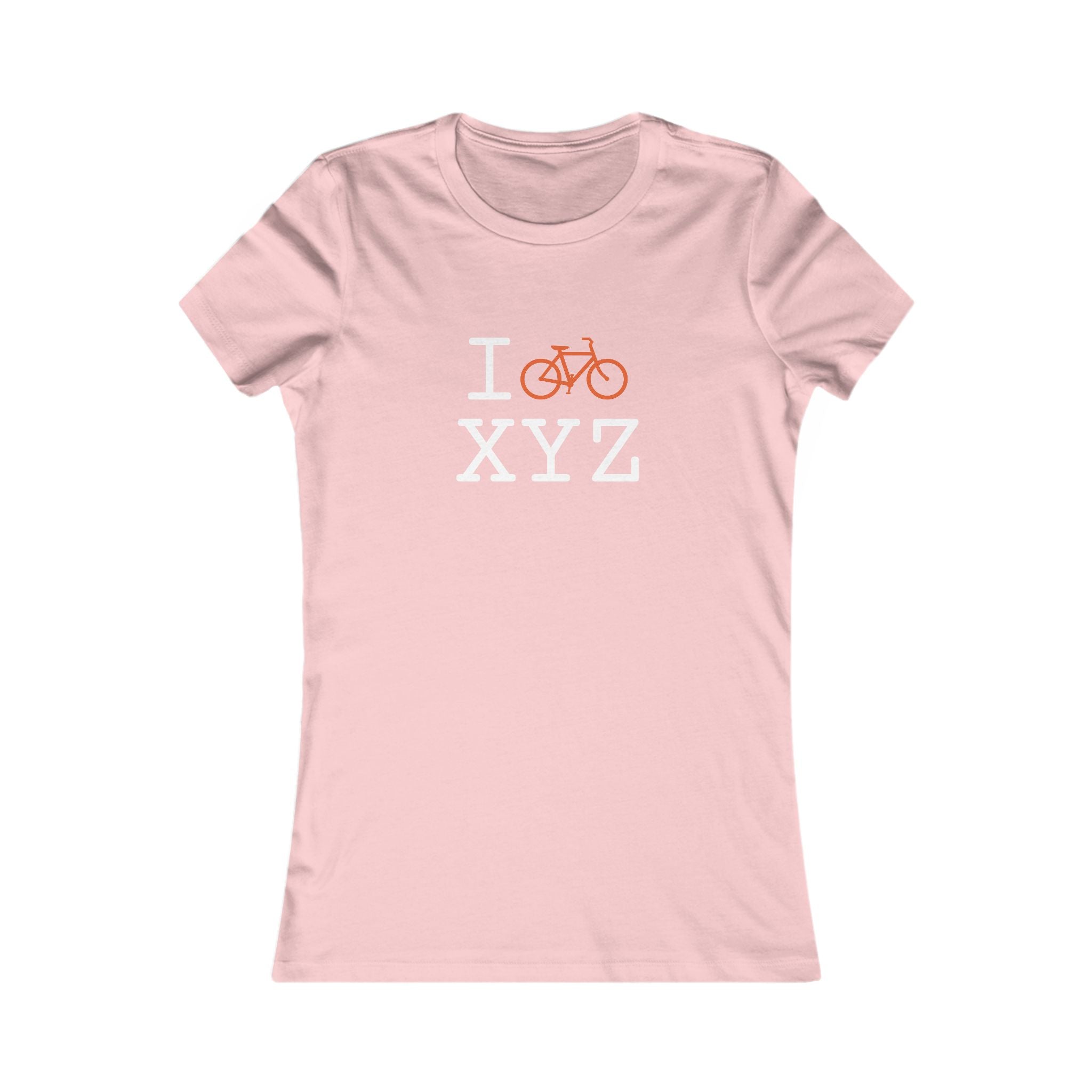 "I Bike ___" women's T, orange bike