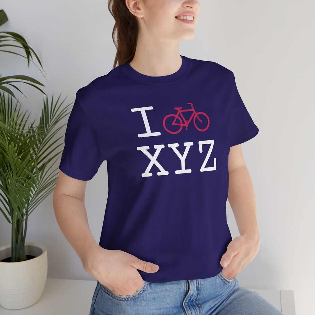 I Bike unisex T, hot pink bike