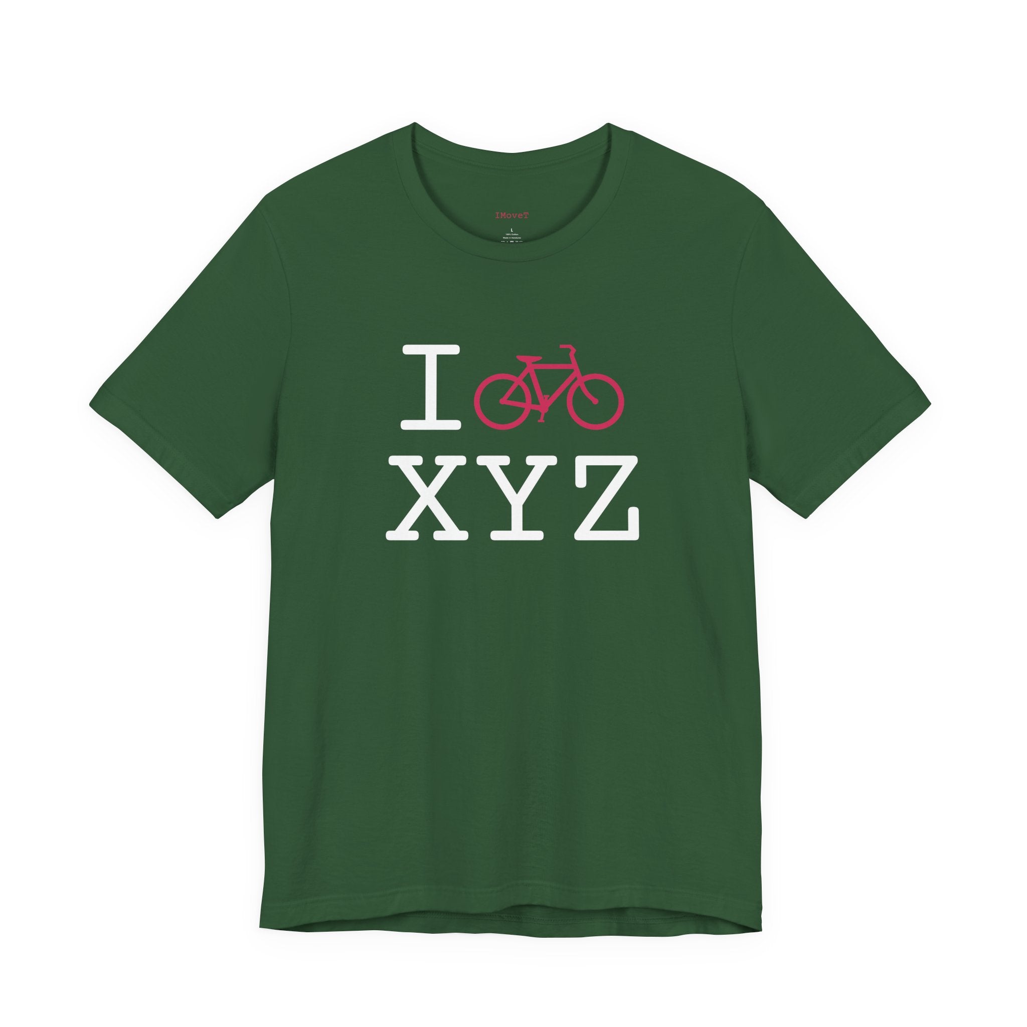 I Bike ___ unisex T, hot pink bike