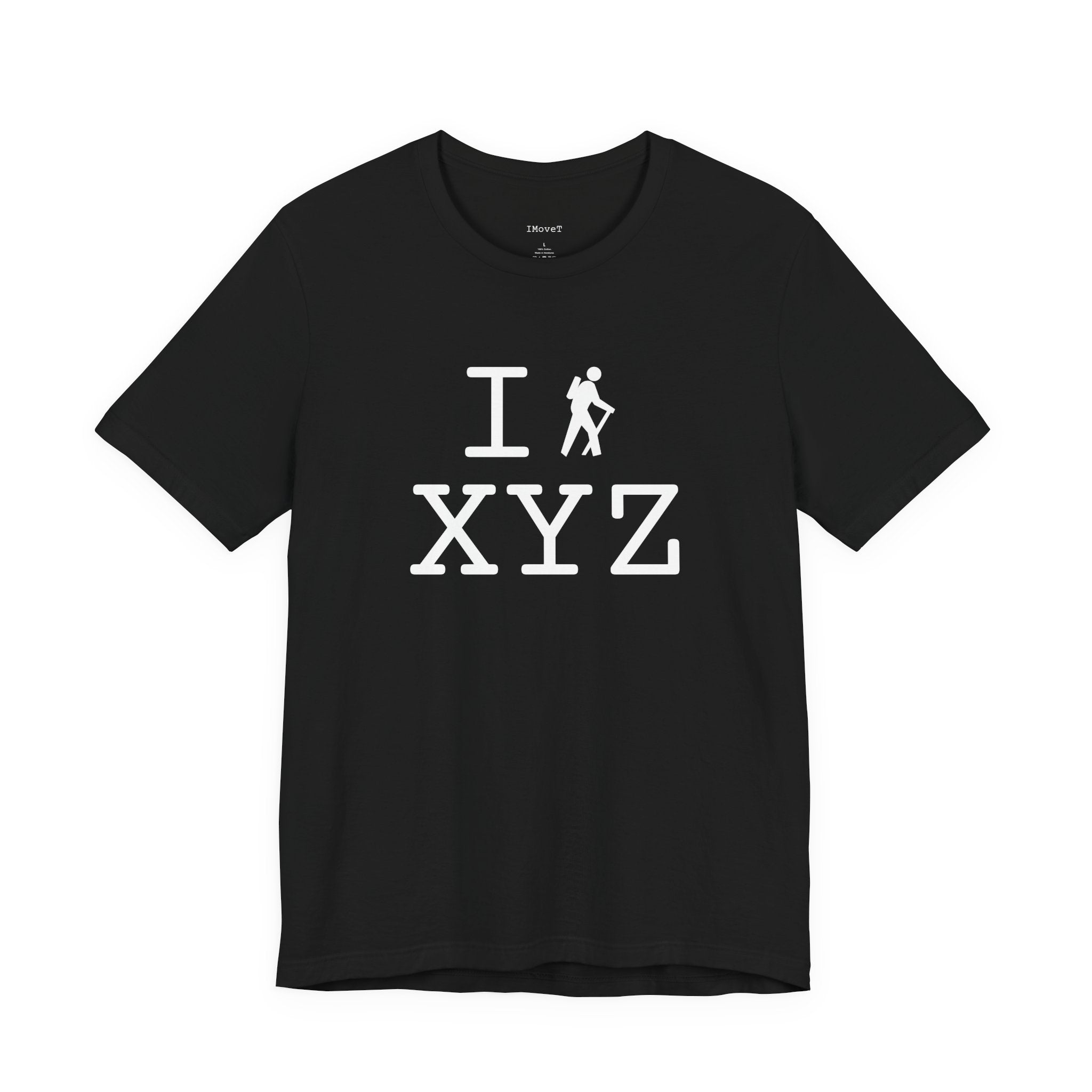 I Hike ___ unisex T, white hiker