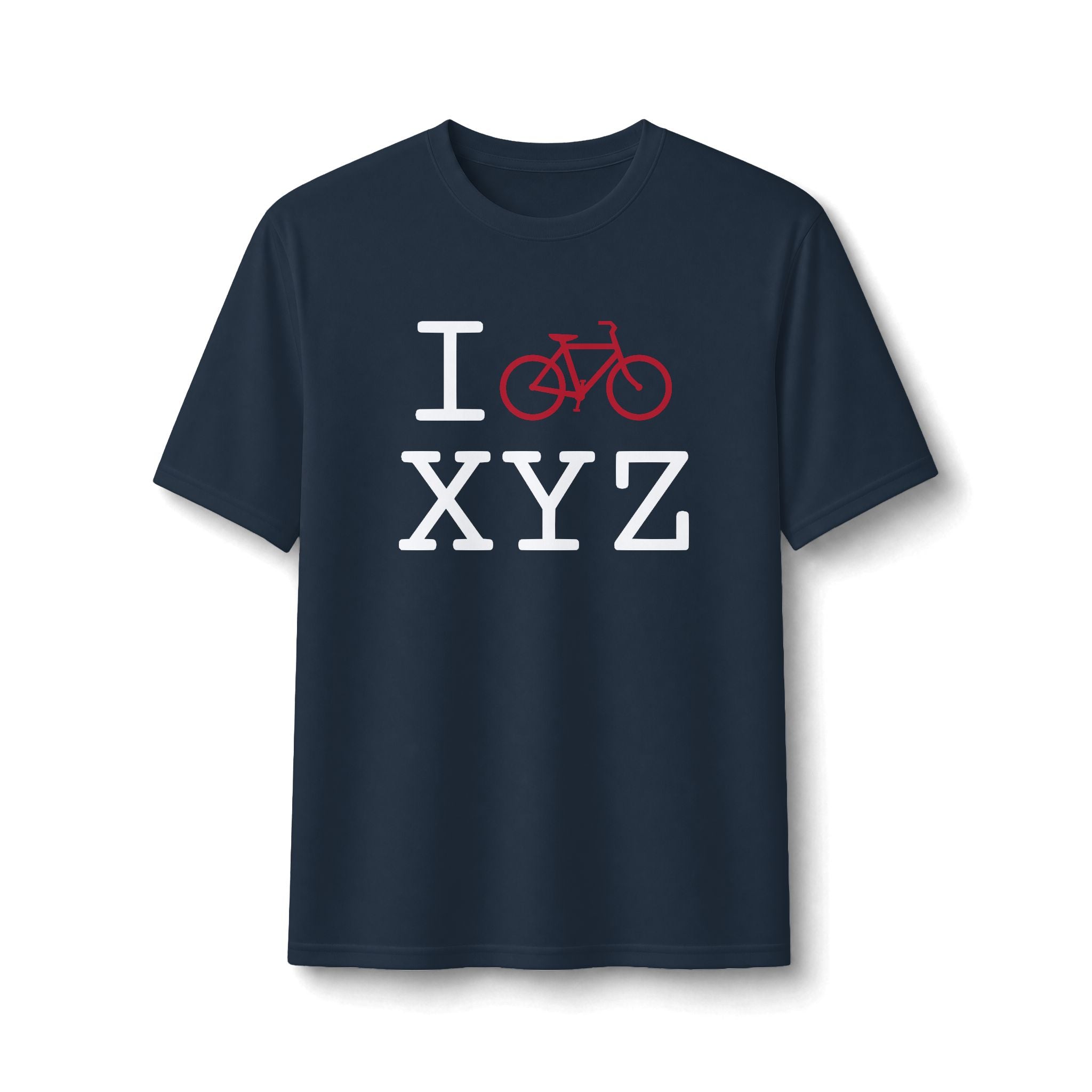 "I Bike ___" athletic T, crimson bike