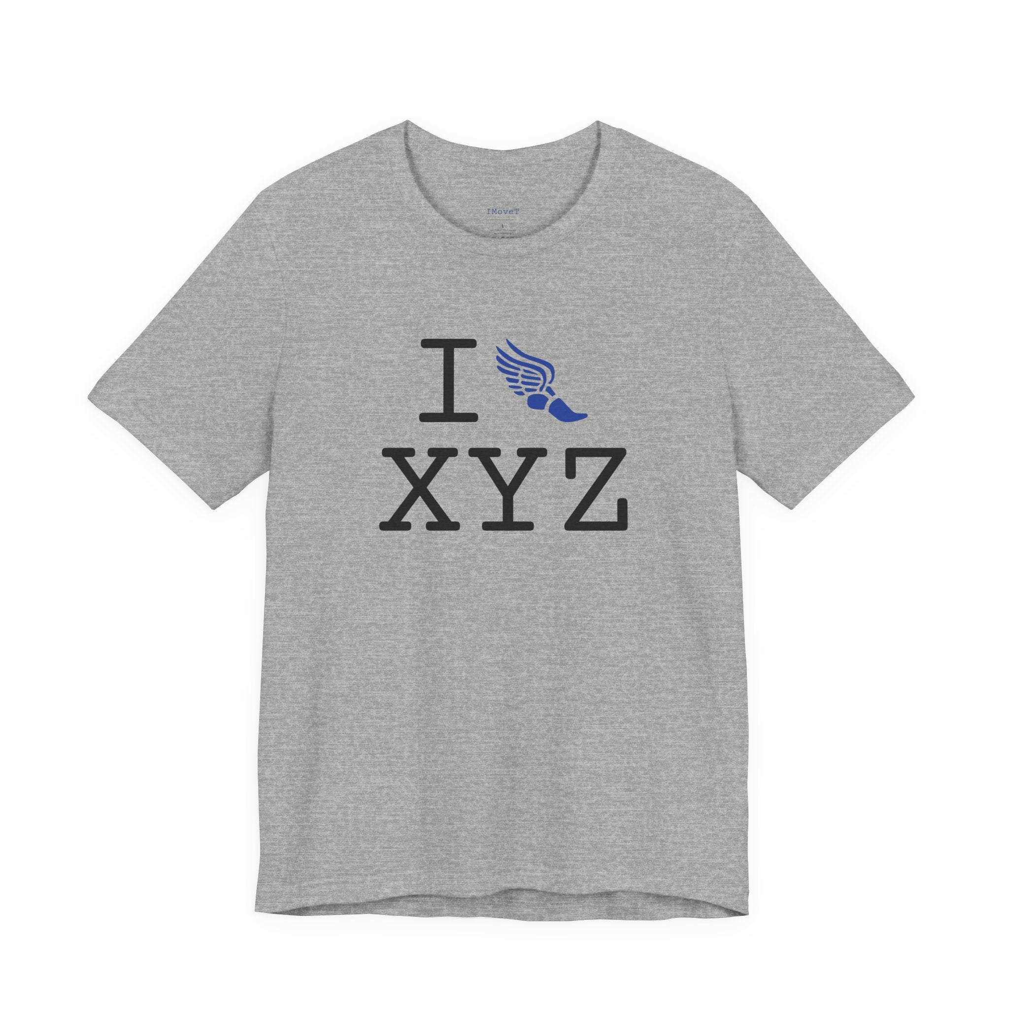 I Run ___ unisex T, blue logo