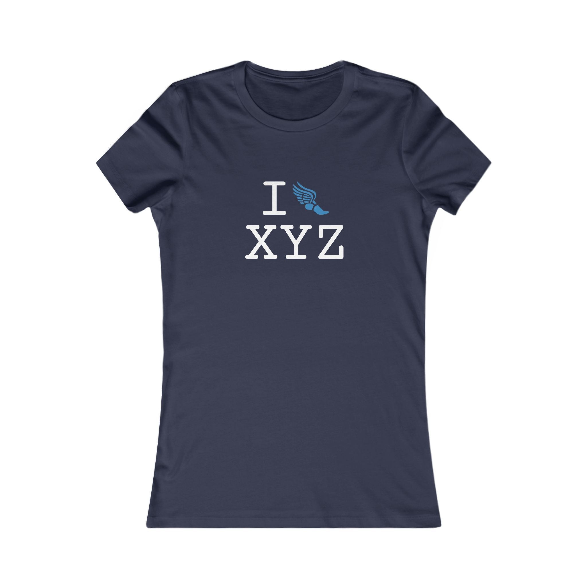 I Run ___ women's T, light blue logo