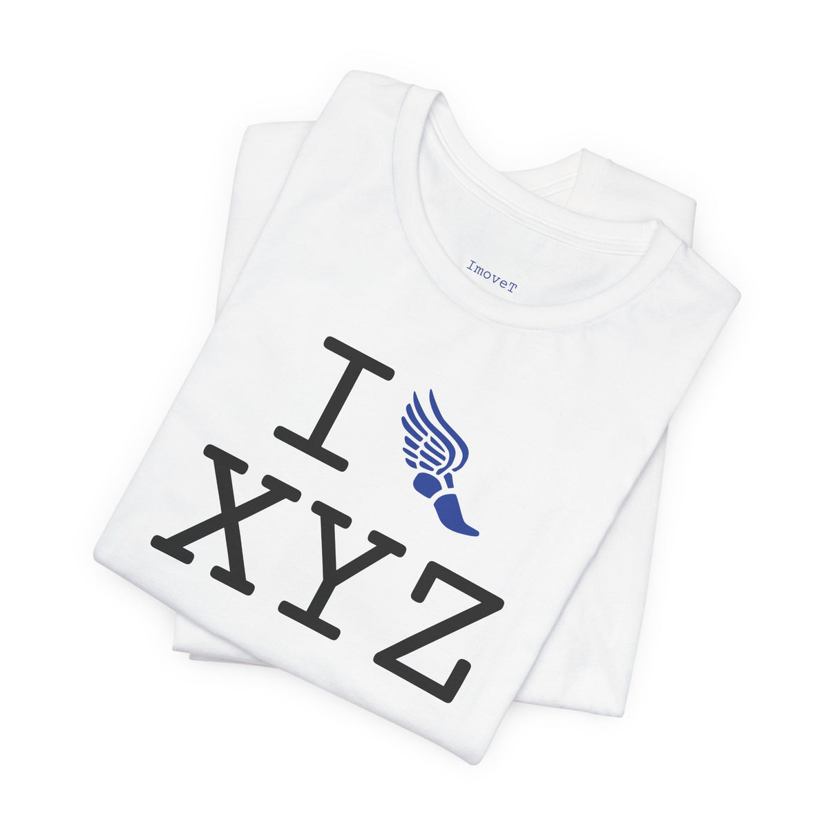 I Run unisex T, blue logo