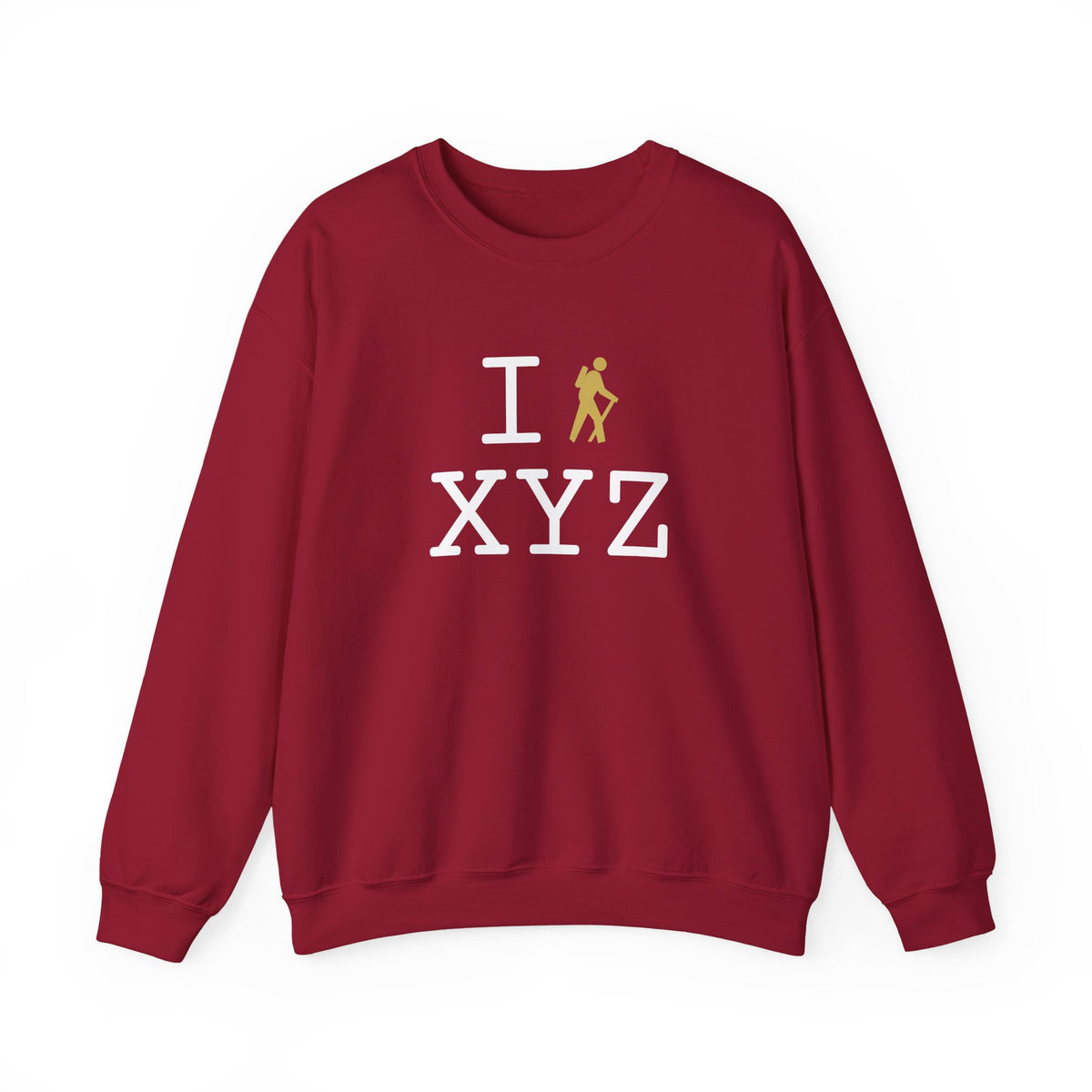 I Hike sweatshirt, gold hiker